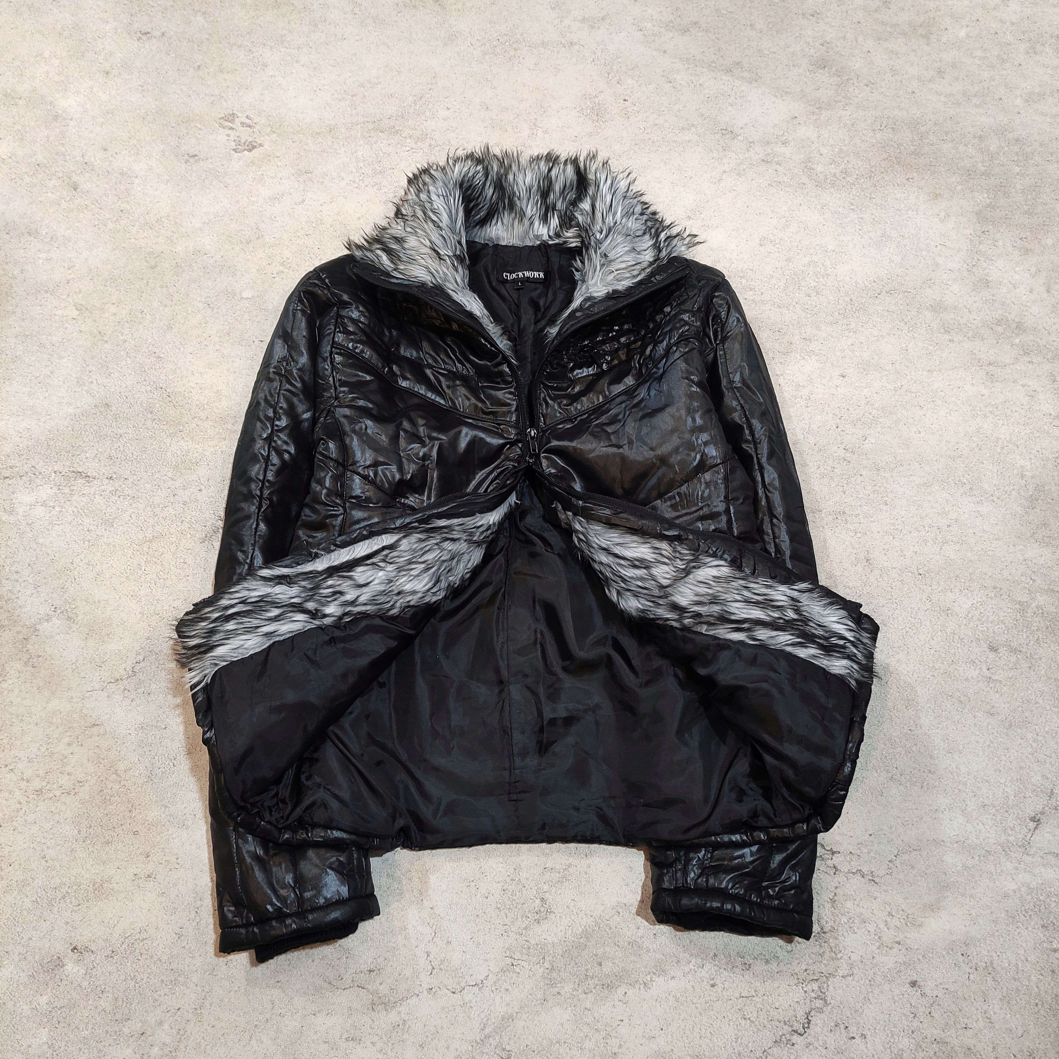 If Six Was Nine Clock Work Fur Bikers Jacket — 2000s style Tornado Mart Size US L / EU 52-54 / 3 - 2 Thumbnail