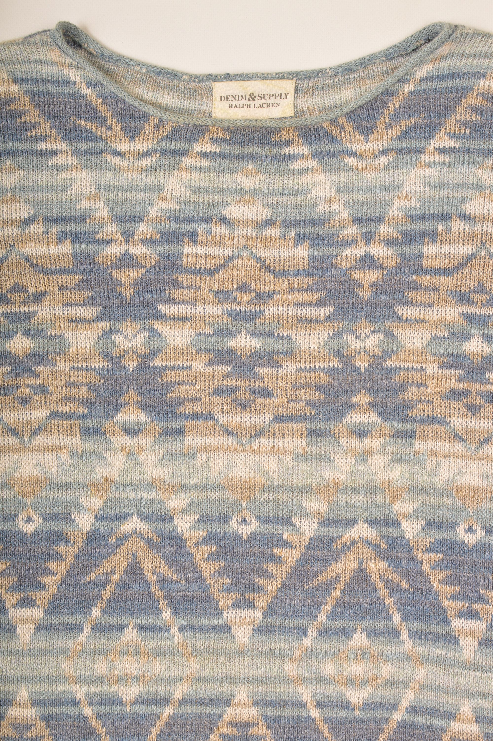 Denim & Supply Ralph Lauren × Ralph Lauren Denim Supply Ralph Lauren Aztec Pattern Blue Cotton Sweater Size M / US 6-8 / IT 42-44 - 2 Thumbnail