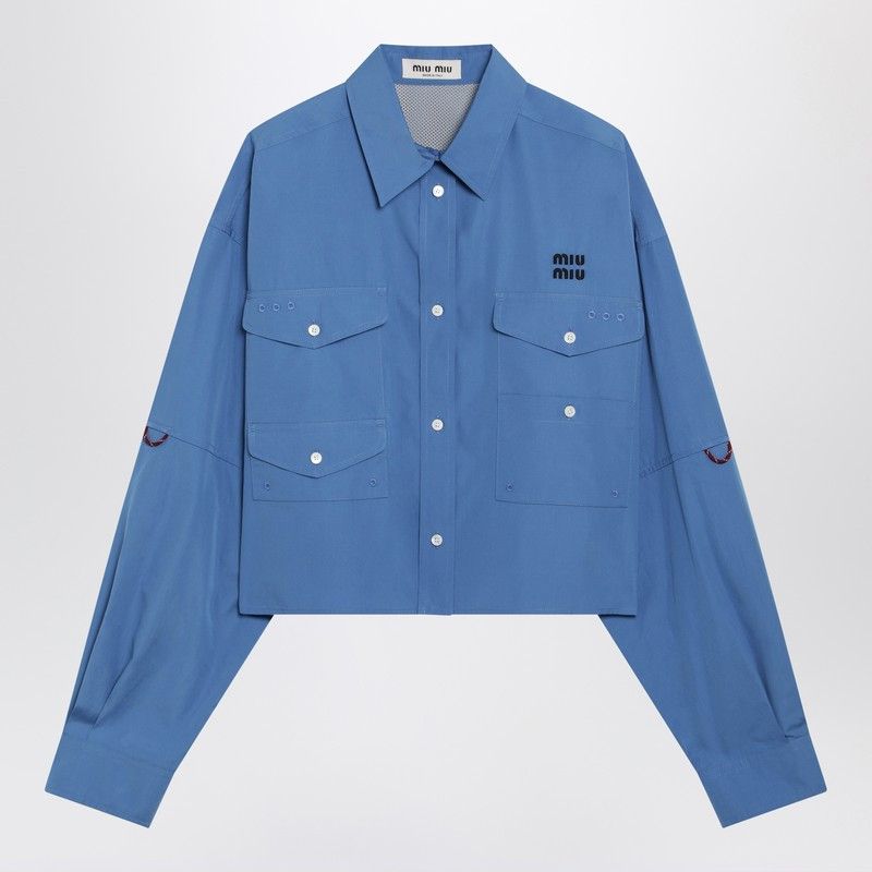 Miu Miu Miu Miu Periwinkle Boxy Cotton Shirt Size S / US 4 / IT 40 - 1 Thumbnail