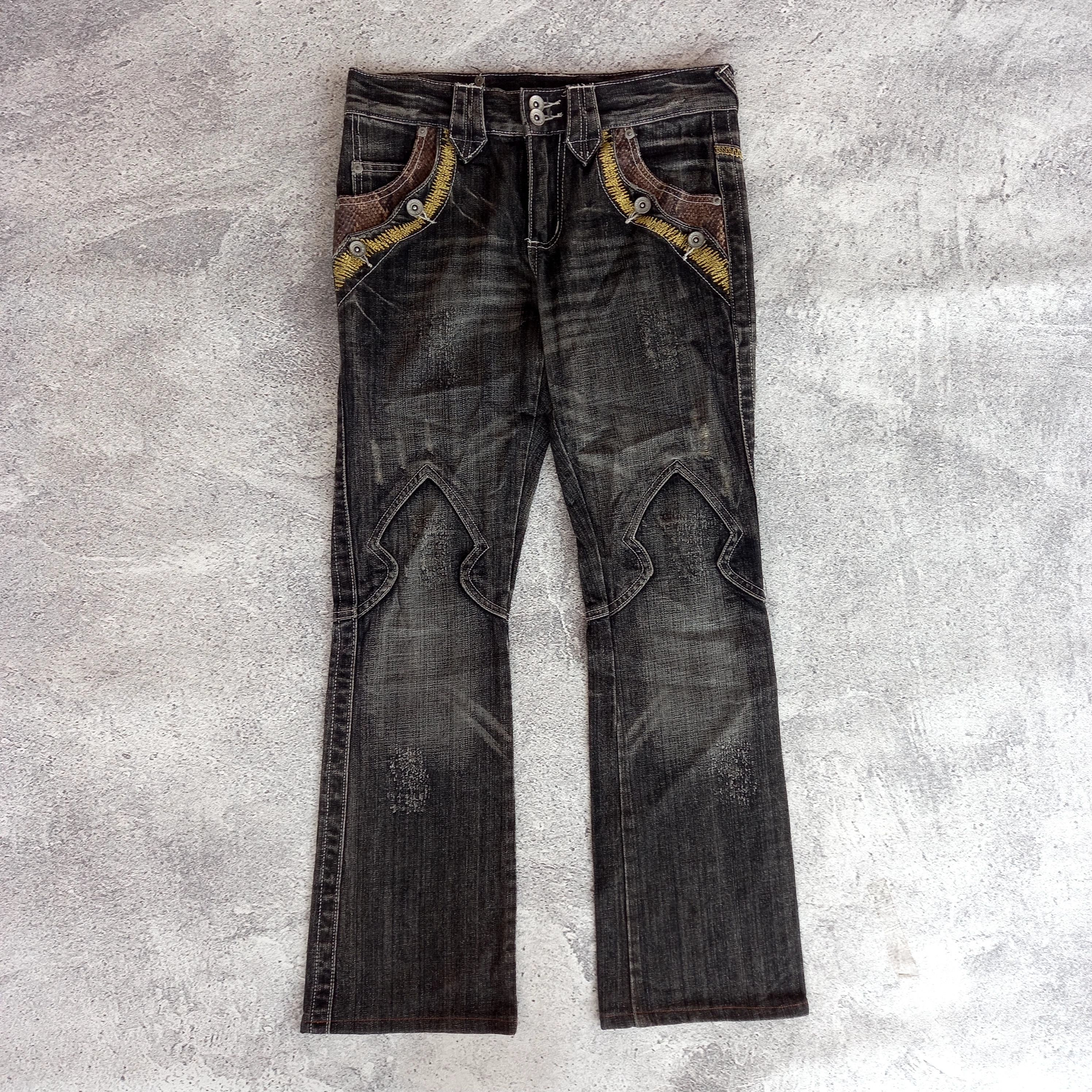 Pre-owned If Six Was Nine X Le Grande Bleu L G B Semantic Design Snakeskin Flared Jeans In Black