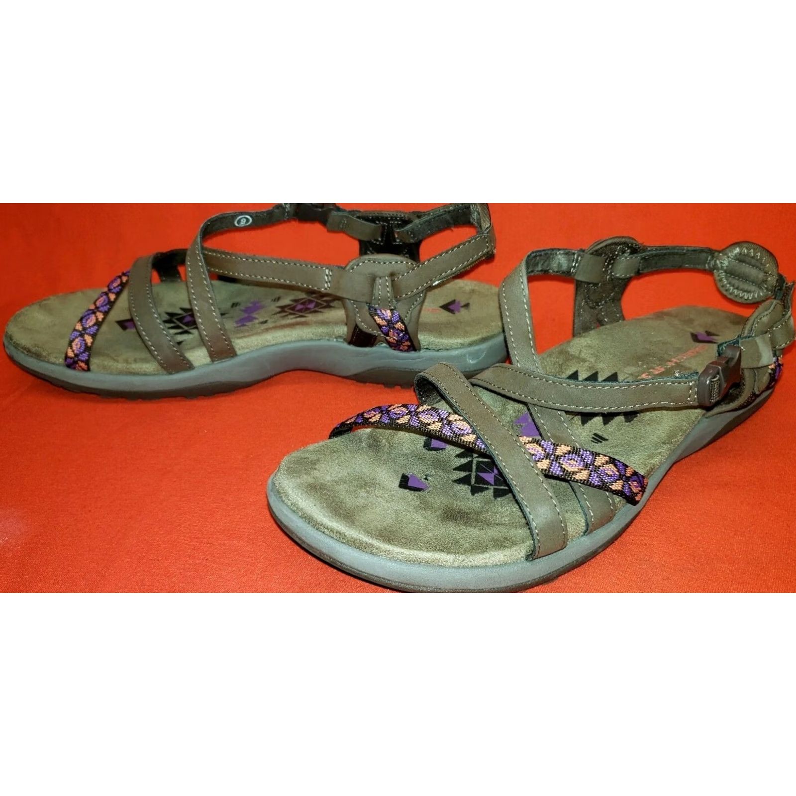 SKECHERS Skechers Women's Strappy Footbed Sandals Size 9M Brown Multicolored Accent Strap Casual Womens Shoes Size US 9 / IT 39 - 4 Thumbnail