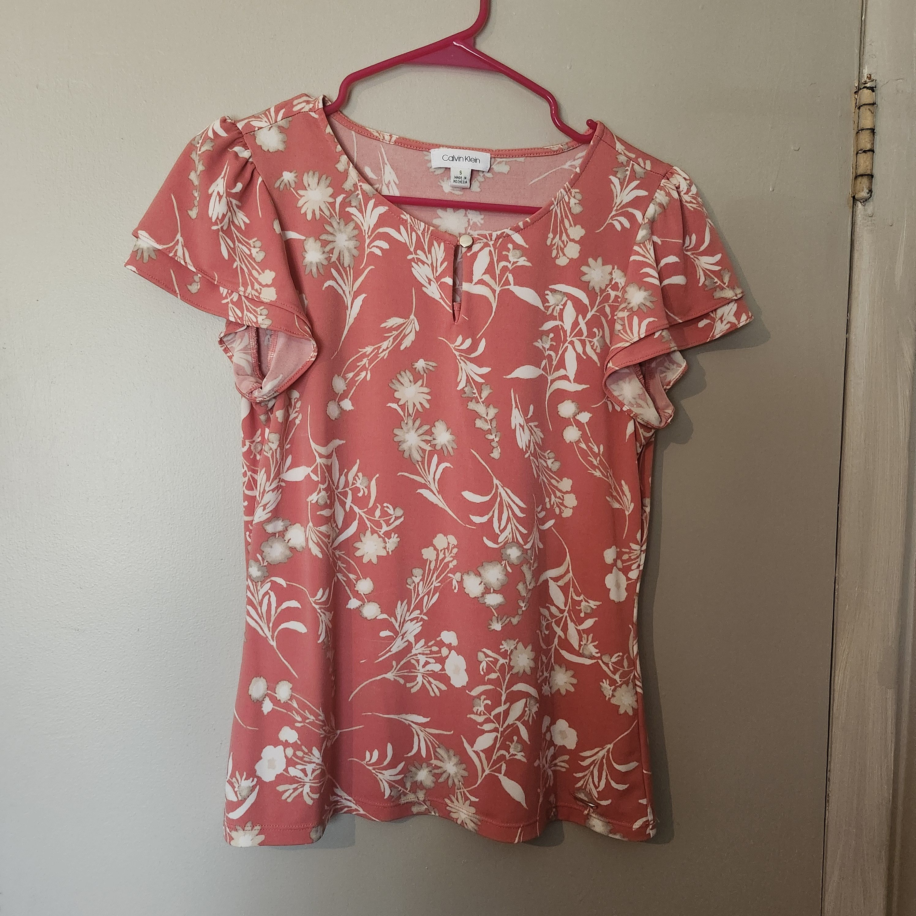 Calvin Klein Calvin Klein Women's Coral Floral Knit Blouse Top Size S Size S / US 4 / IT 40 - 9 Thumbnail