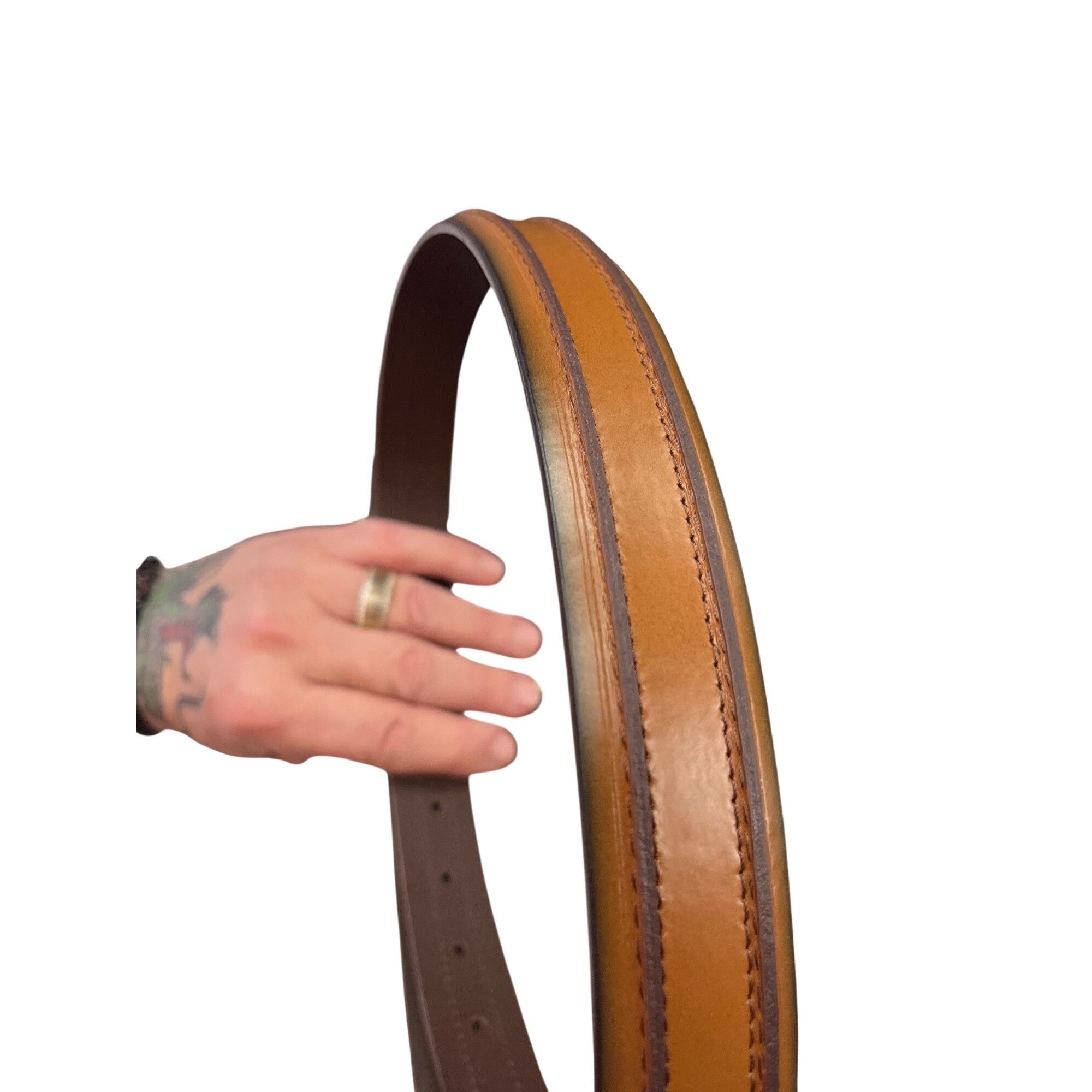 Florsheim Florsheim mens brown leather belt sz 38, 1" wide SKU 9919 Size 38 - 3 Thumbnail