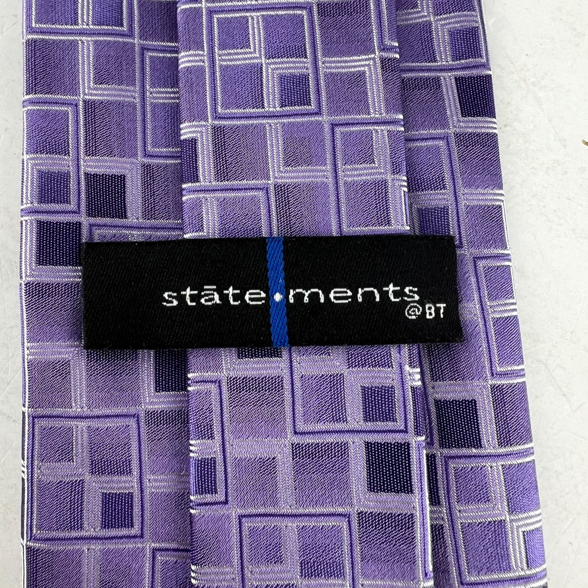Other StateMents Purple Squares Necktie Tie Silk Size ONE SIZE - 4 Thumbnail
