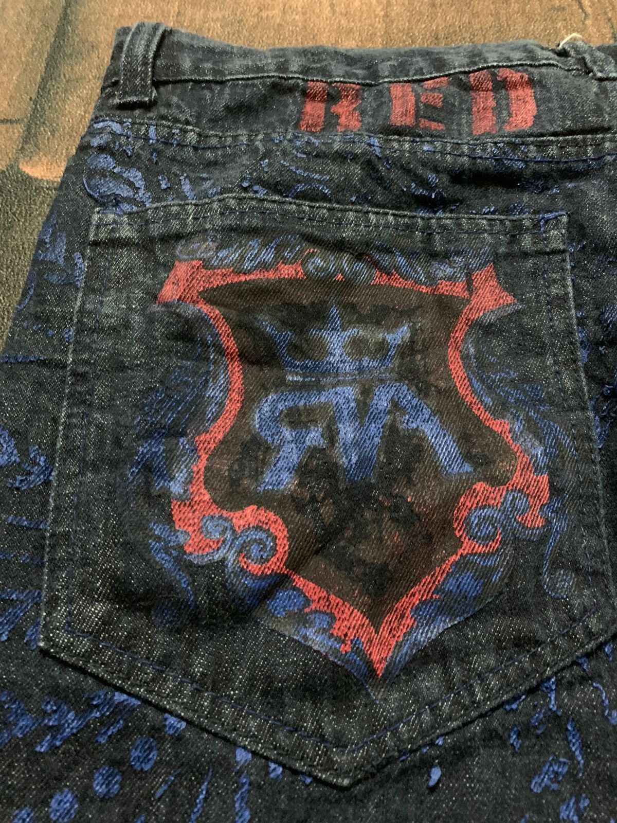 Affliction × JNCO CRAZY BAGGY red ape jeans with sick backhit Size US 36 / EU 52 - 11 Thumbnail