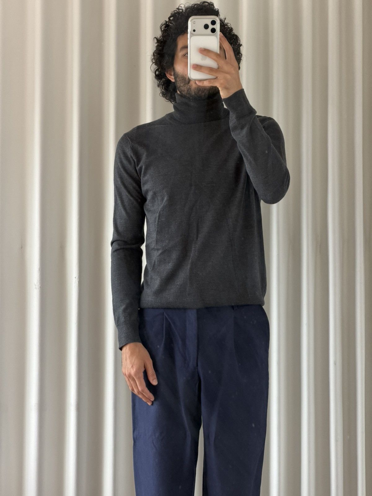 Sandro Sandro Grey Fine Knit Turtleneck Sweater Size US M / EU 48-50 / 2 - 1 Thumbnail