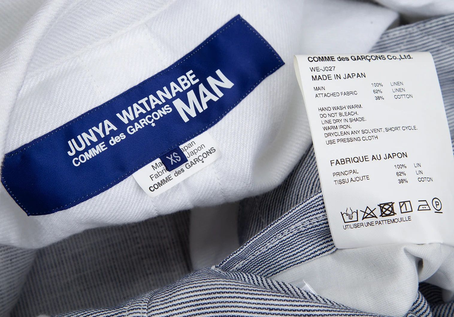 Junya Watanabe Hickory G-Jacket with Linen Switch in Blue and White XS Size US XS / EU 42 / 0 - 15 Thumbnail