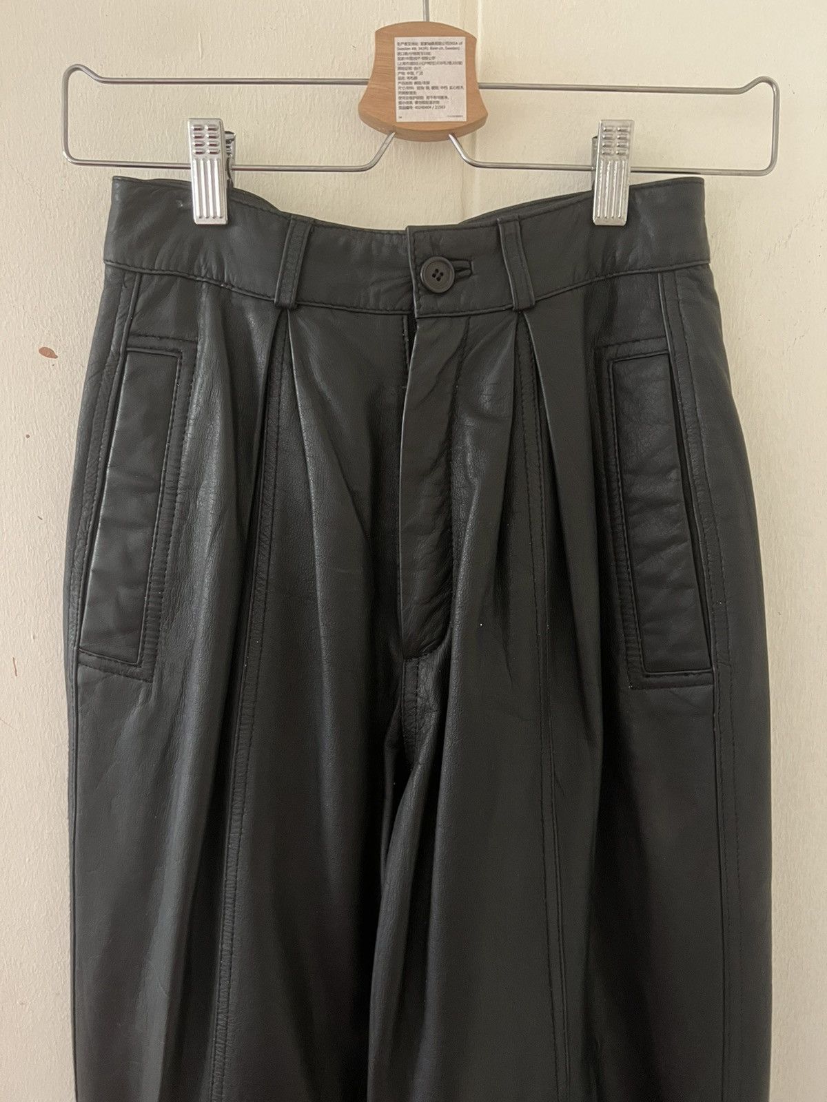 Vintage Real Leather Pants Size 24" / US 00 / IT 34 - 4 Thumbnail