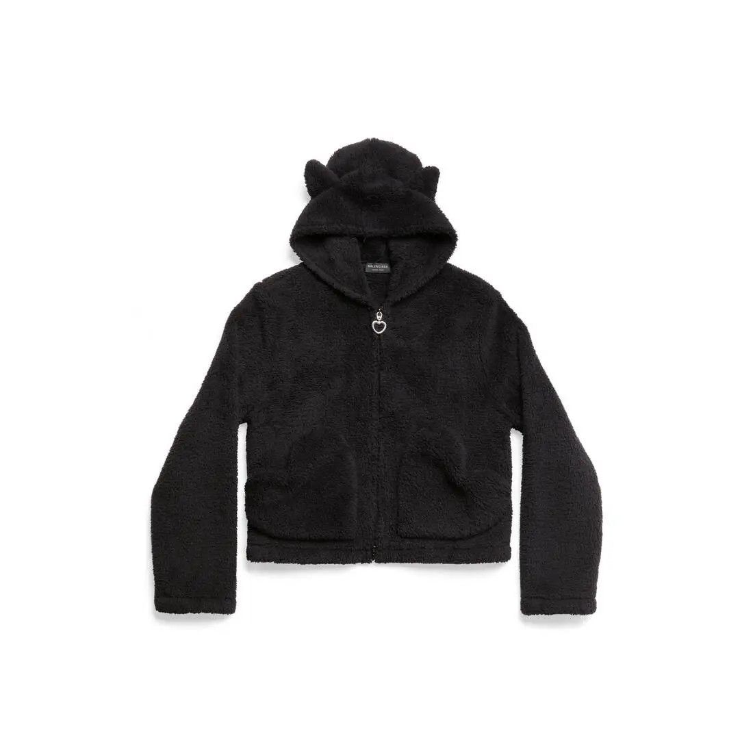 Balenciaga o1in1g0425 Softwear Heart Zip-up Hoodie Small Fit in Black Size XXS / US 00 / IT 34 - 1 Thumbnail