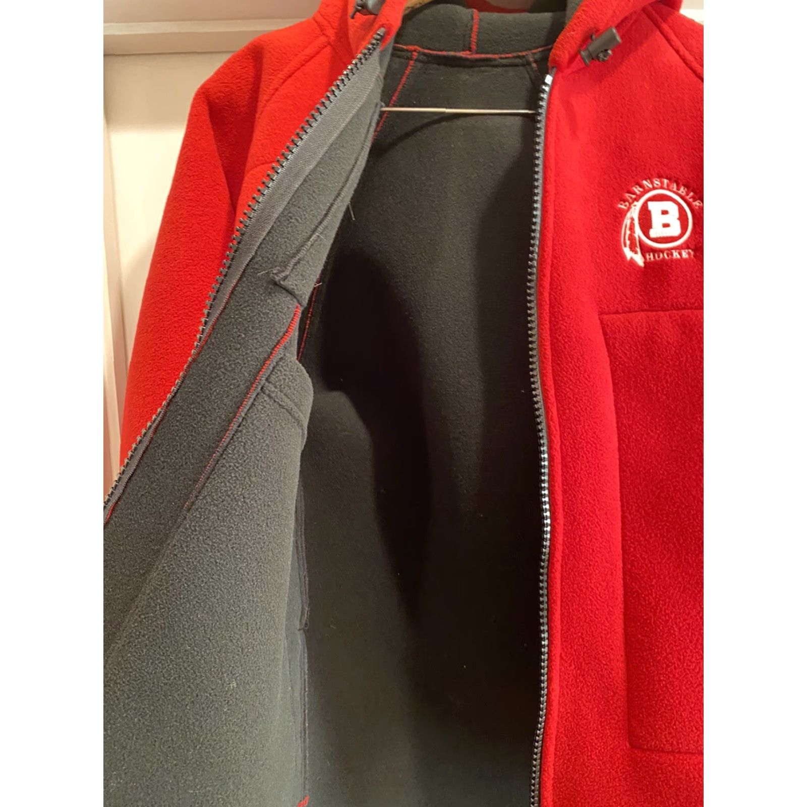 Vintage VINTAGE Camptown Unisex XS Hockey Hooded Jacket Red Embroidered Chest Sleeve Fleece Zip Winter Mens Size US XS / EU 42 / 0 - 5 Thumbnail
