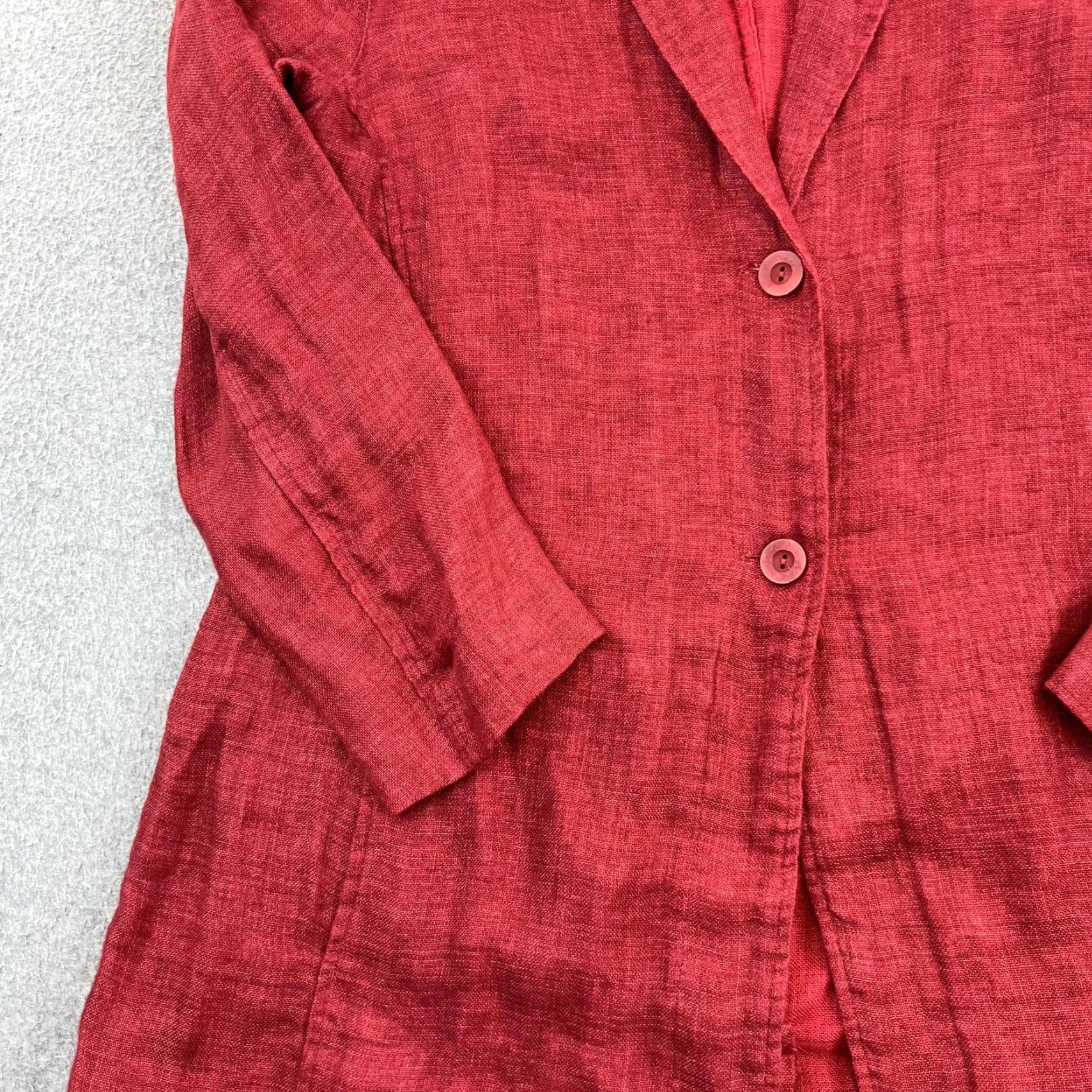 Eileen Fisher VINTAGE Eileen Fisher Blazer Jacket Womens XS Red Longline Two Button Notch Lapel Size XS / US 0-2 / IT 36-38 - 7 Thumbnail