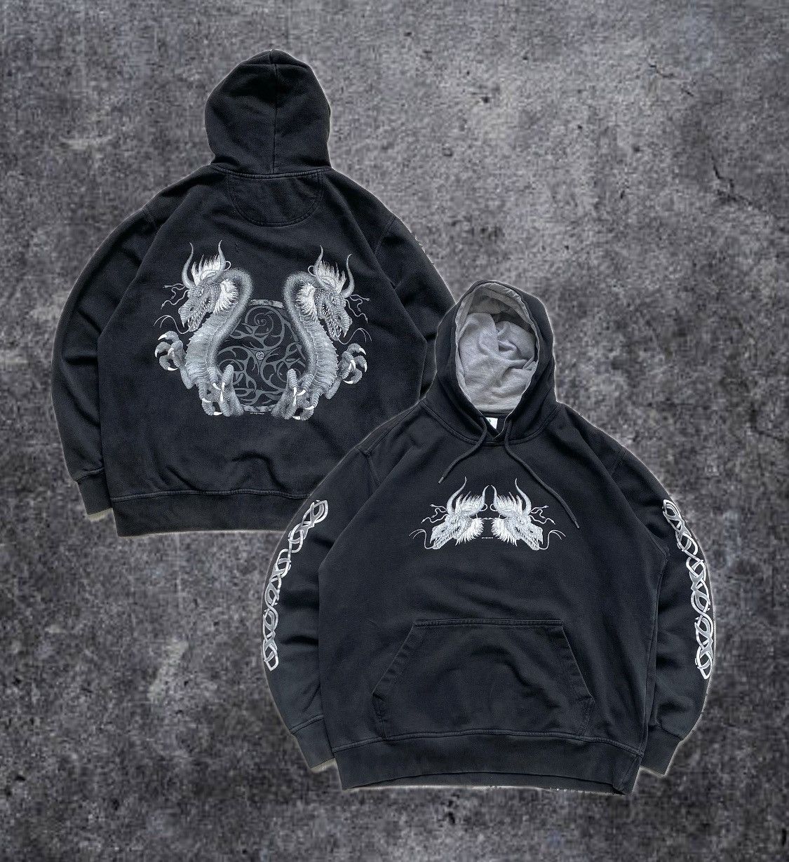 Japanese Brand 🐲 Vintage Japanese Tribal Dragon hoodie Y2K Thrashed Size US L / EU 52-54 / 3 - 1 Thumbnail