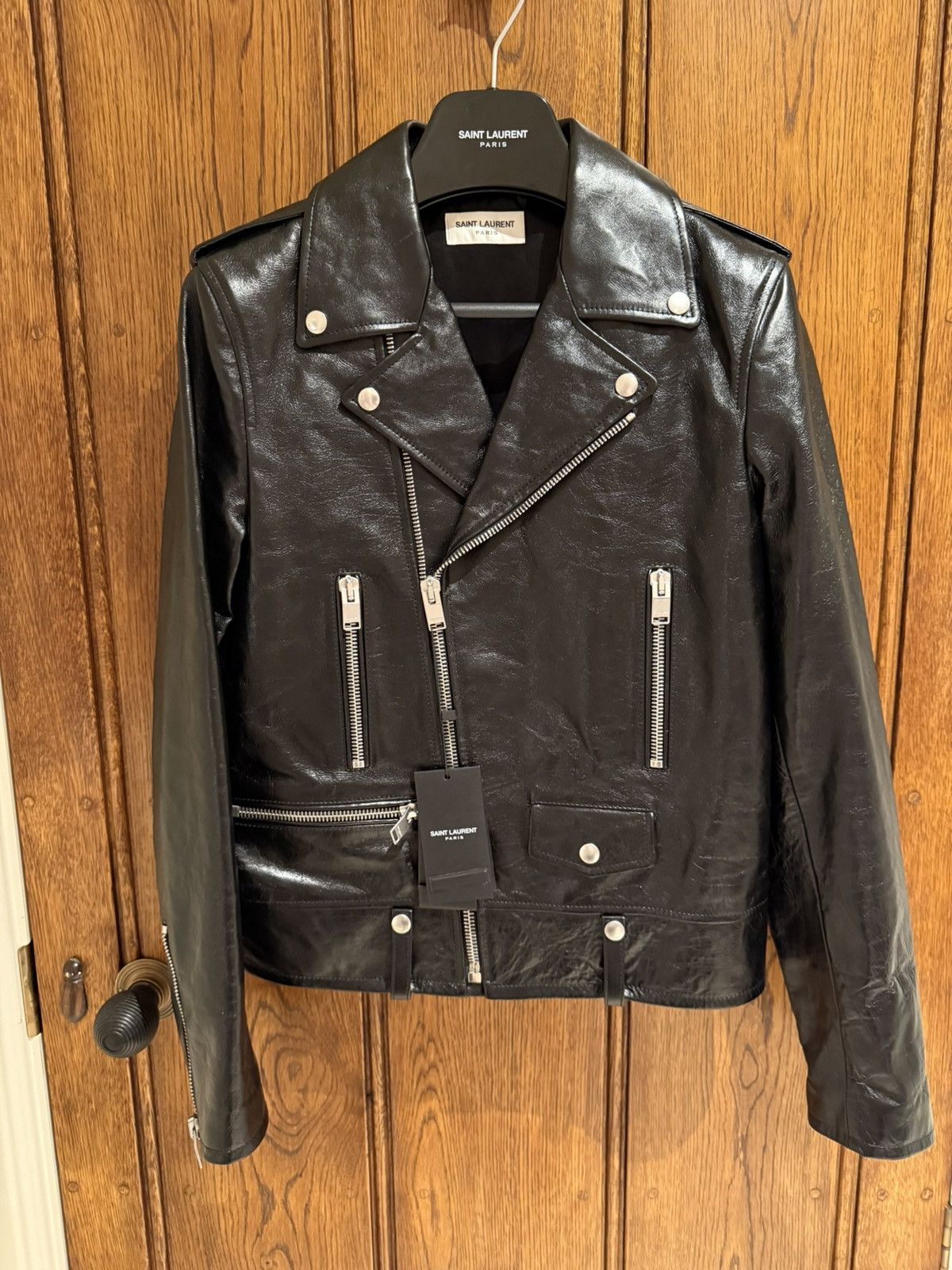 Saint Laurent Paris Saint Laurent oiled calf black leather biker jacket 46 L01 Size US S / EU 44-46 / 1 - 2 Thumbnail