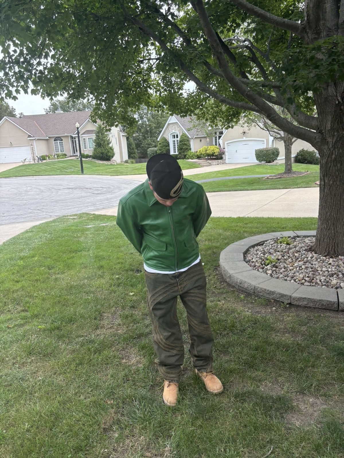 Supreme Supreme/Schott Leather Racing Jacket Green Large *IN