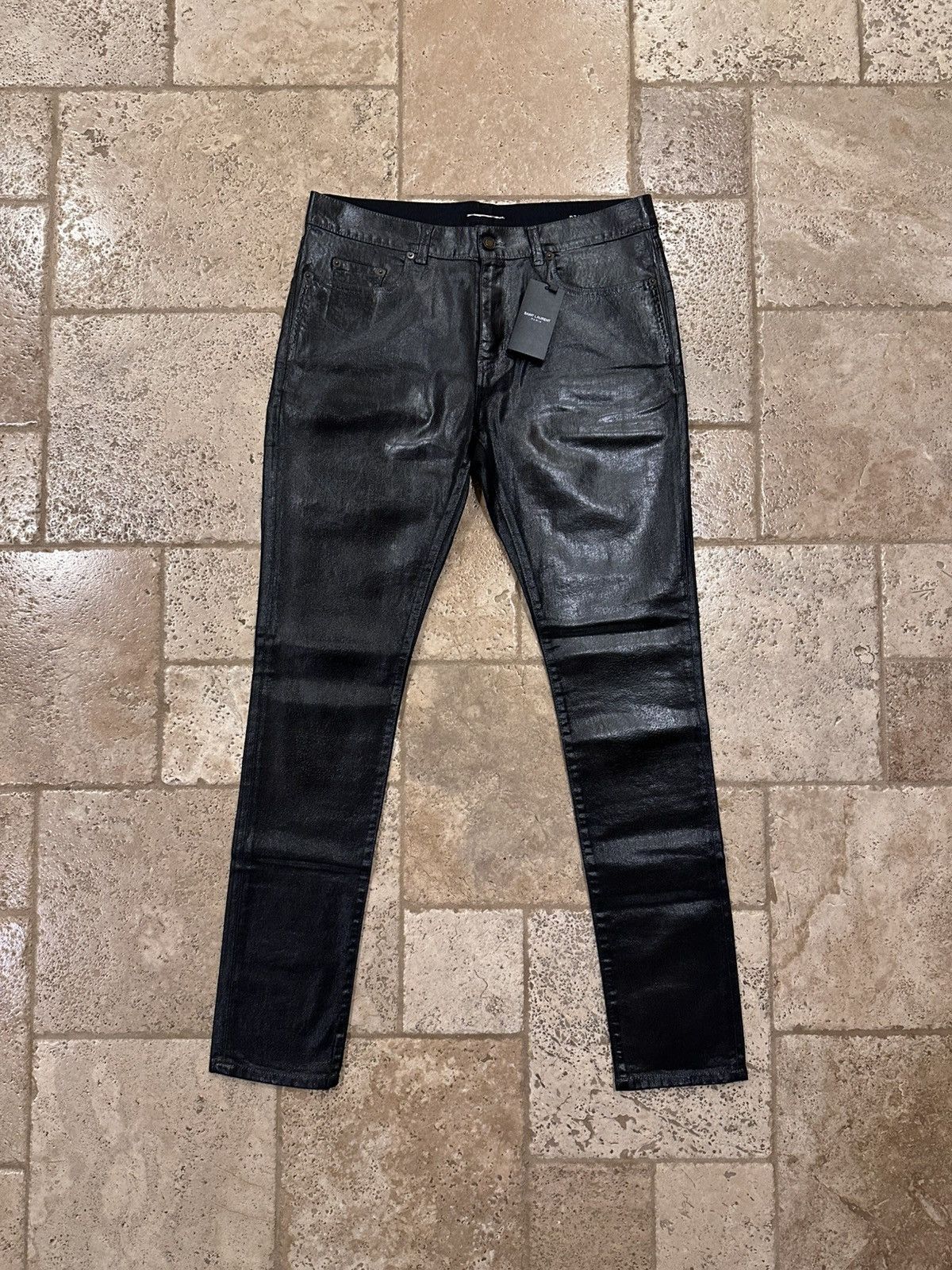 Saint Laurent Paris Saint Laurent Paris 2020 D24 Oil Coated Black Denim Size US 34 / EU 50 - 1 Thumbnail
