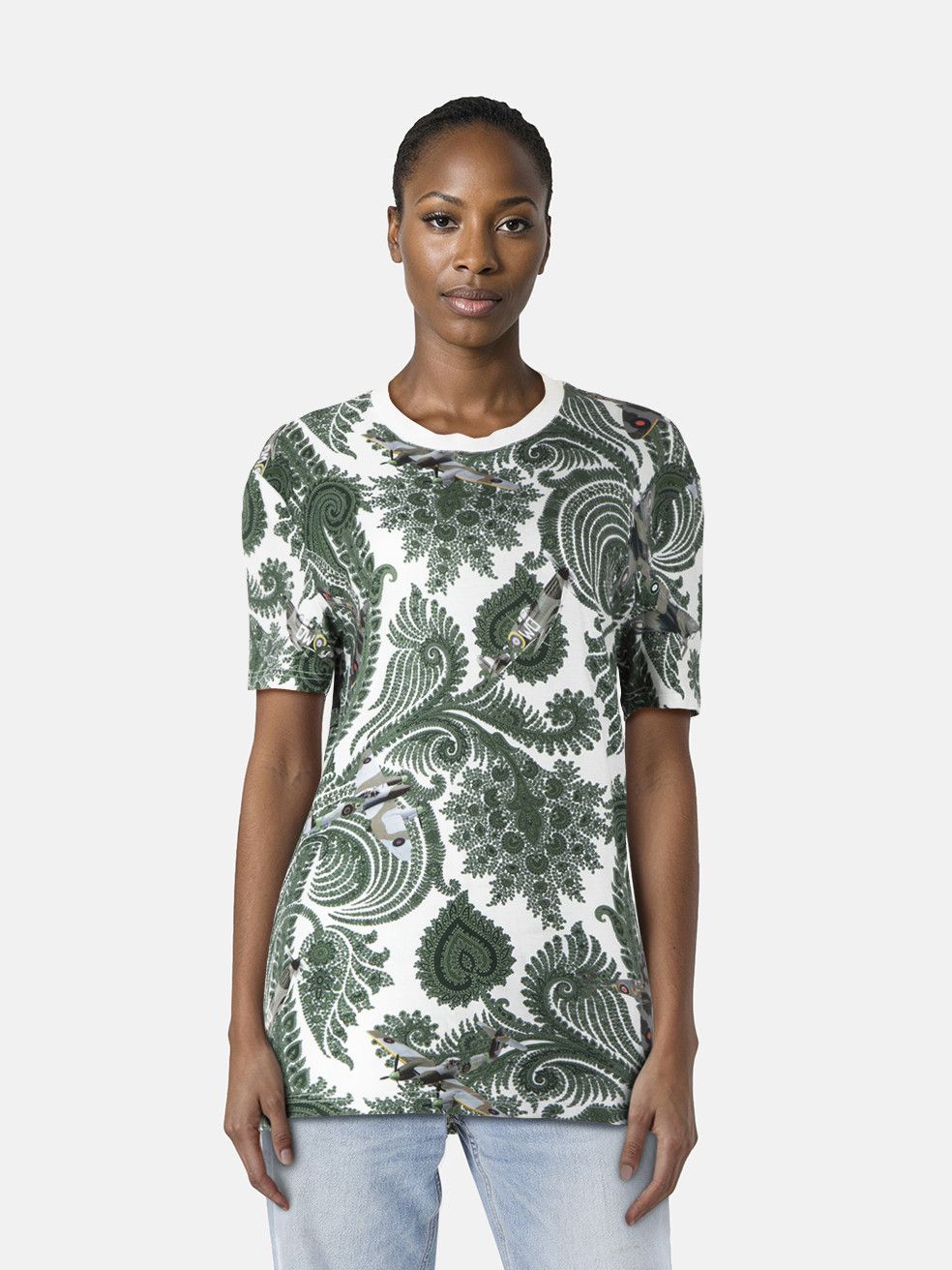 Givenchy Green Paisley & Aircraft Print T-Shirt Size M / US 6-8 / IT 42-44 - 1 Thumbnail