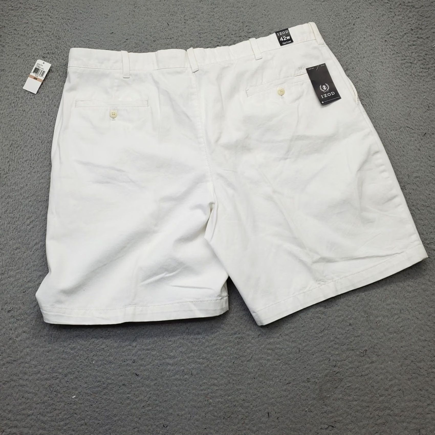 Izod IZOD Mens 42 White Chino Shorts Regular Flat Front Slash Pocket Size US 42 / EU 58 - 2 Thumbnail