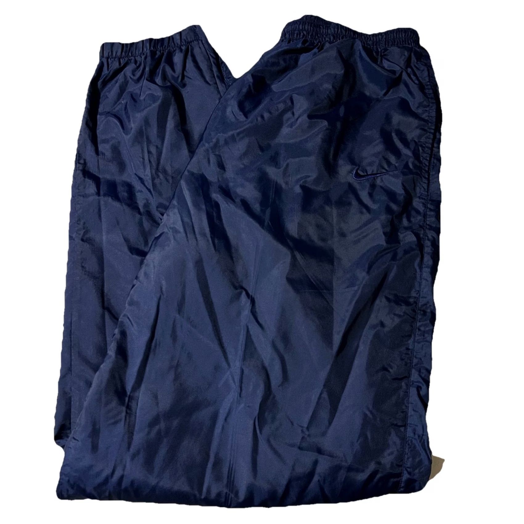 Nike VINTAGE Nike Track Pants Baggy Windbreaker 90s Navy Size Large Men L Blue Size US 33 - 2 Thumbnail