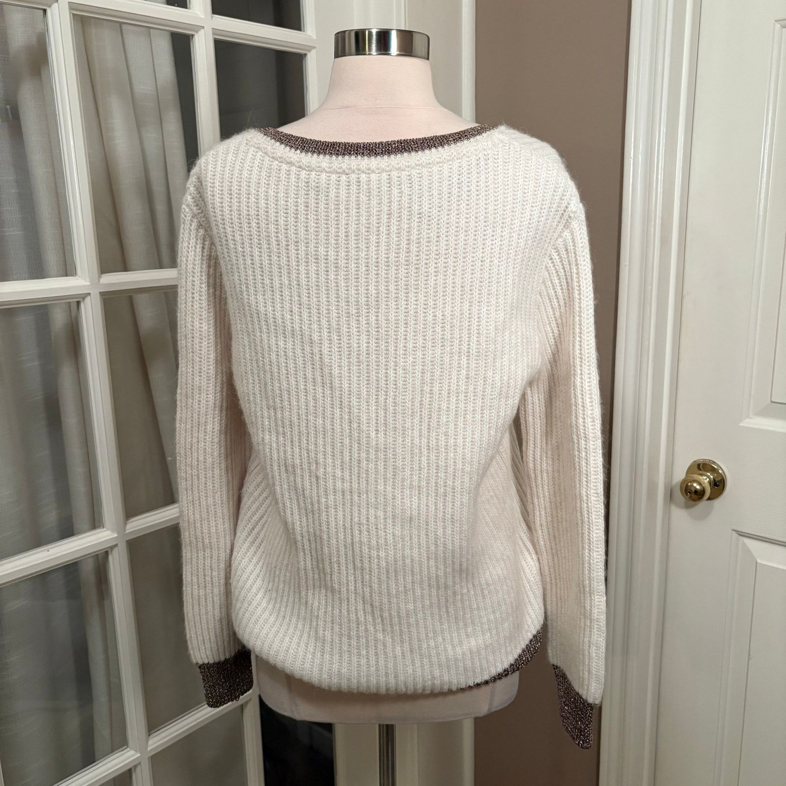 Other Morgan de Toi Alpaca Wool Blend V Neck Sweater L Off White Size L / US 10 / IT 46 - 2 Thumbnail