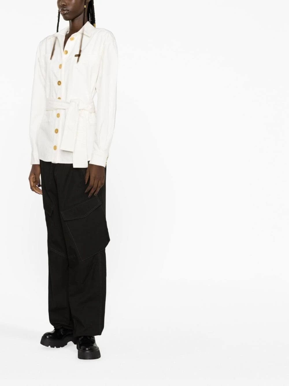 Balmain o1w1db10624 Denim Overshirt in White Size XXS / US 00 / IT 34 - 4 Thumbnail