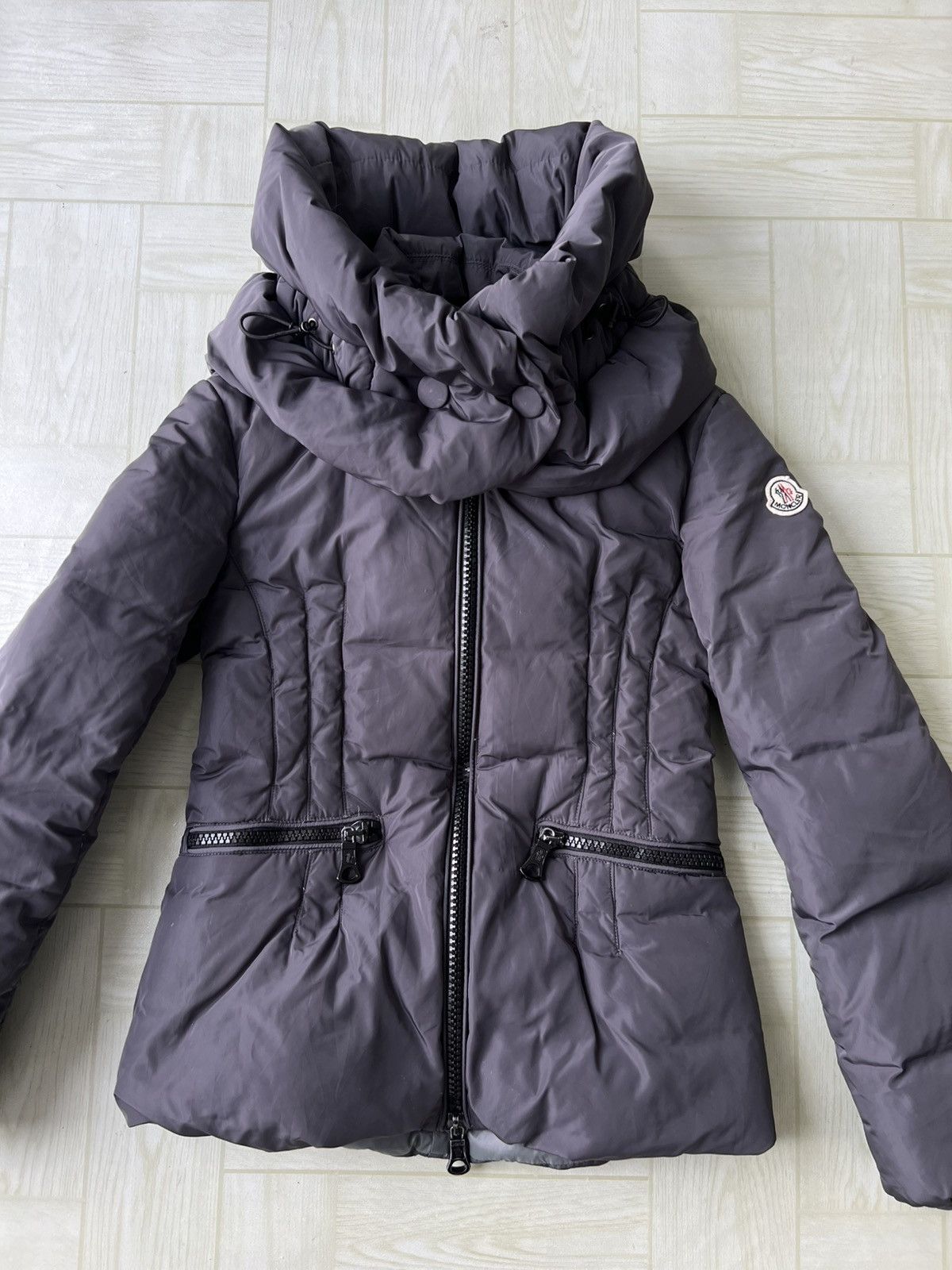 Moncler Moncler Grey/Slate Black Funnel Collar Slim Down Puffer Jkt Size S / US 4 / IT 40 - 3 Thumbnail