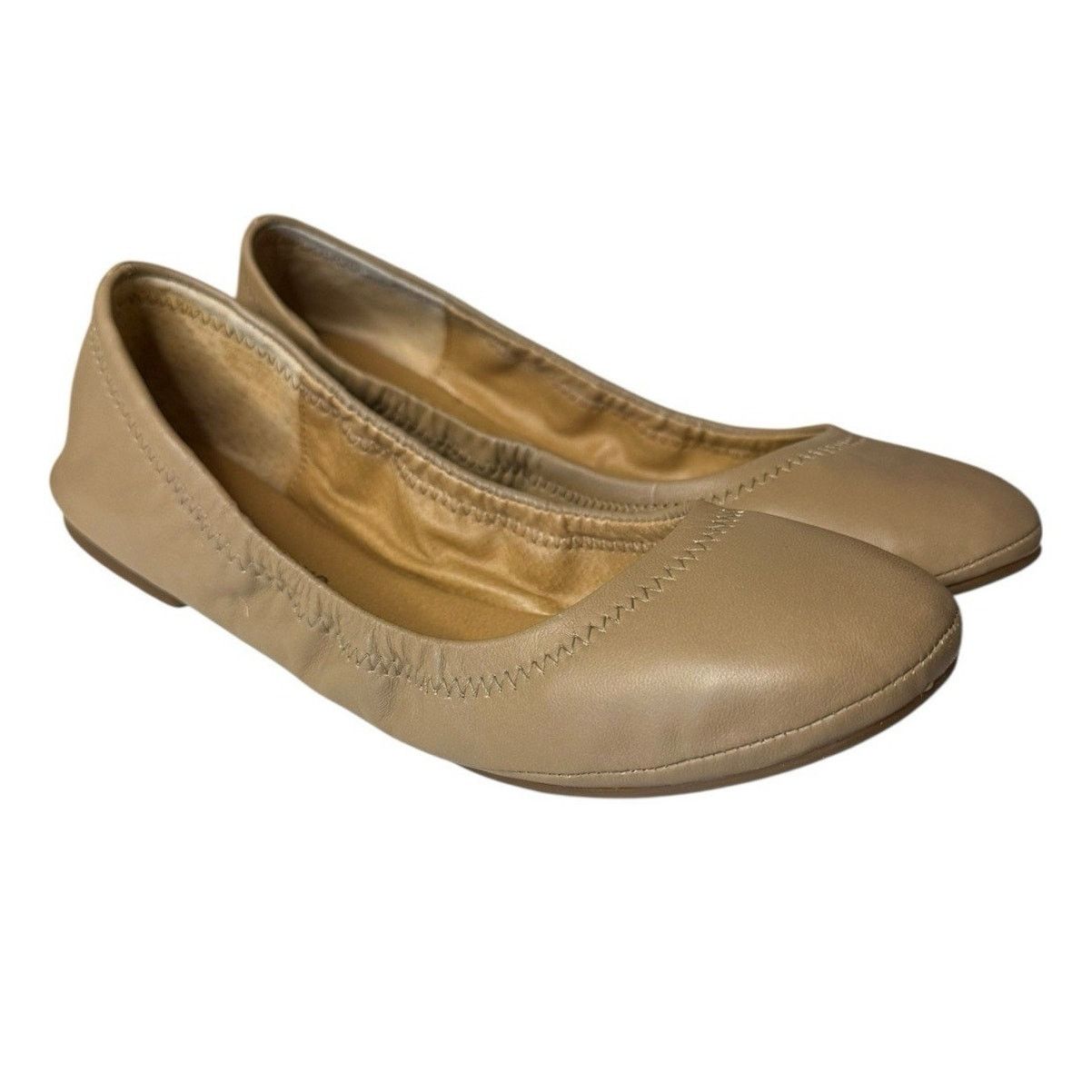 Lucky Brand Lucky Brand NEW Emmie Women's Beige Tan Leather Ballet Flats Size US 7 / IT 37 - 1 Thumbnail