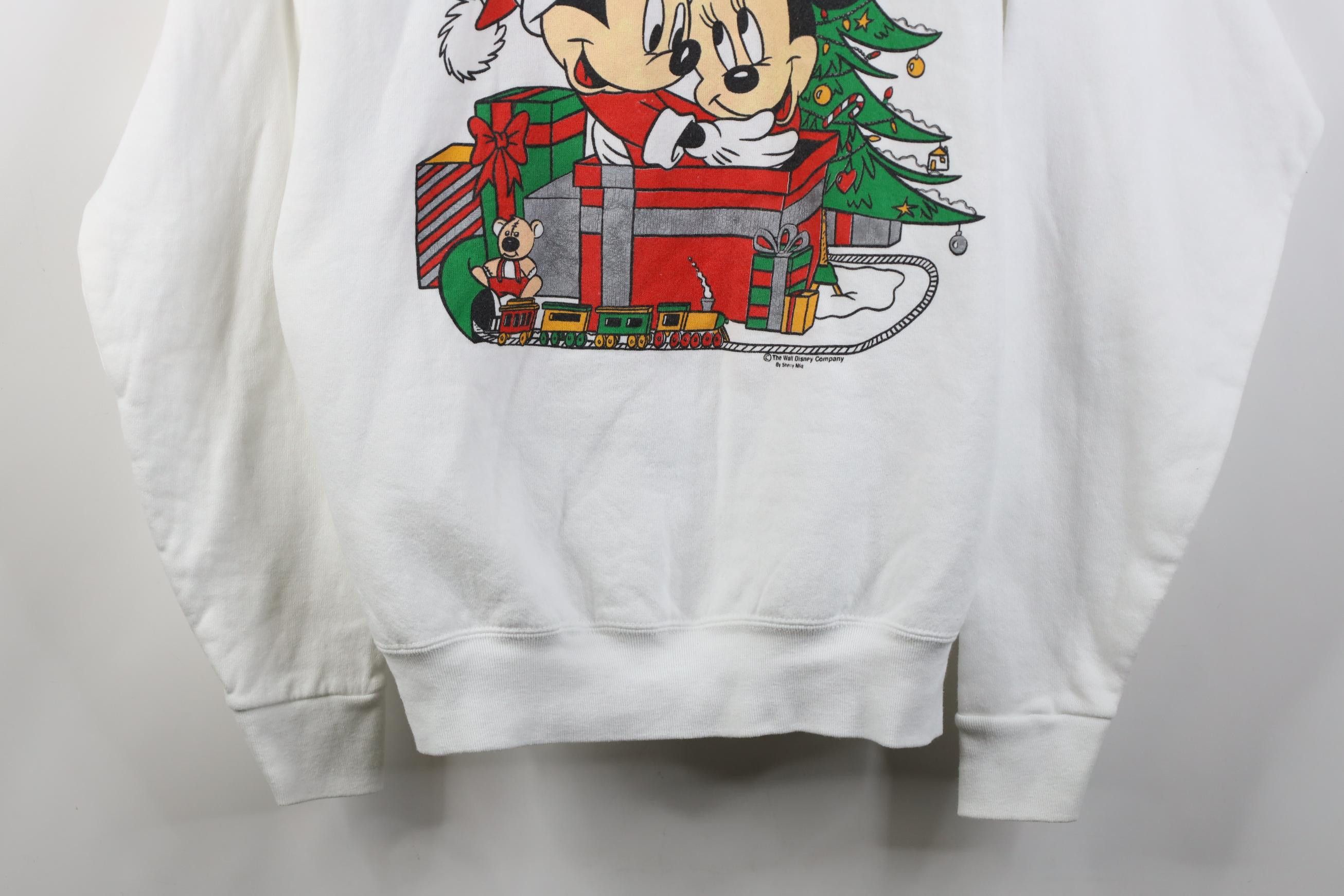 Vintage Vintage 90s Disney Christmas Mickey Minnie Mouse Sweatshirt Size L / US 10 / IT 46 - 3 Thumbnail