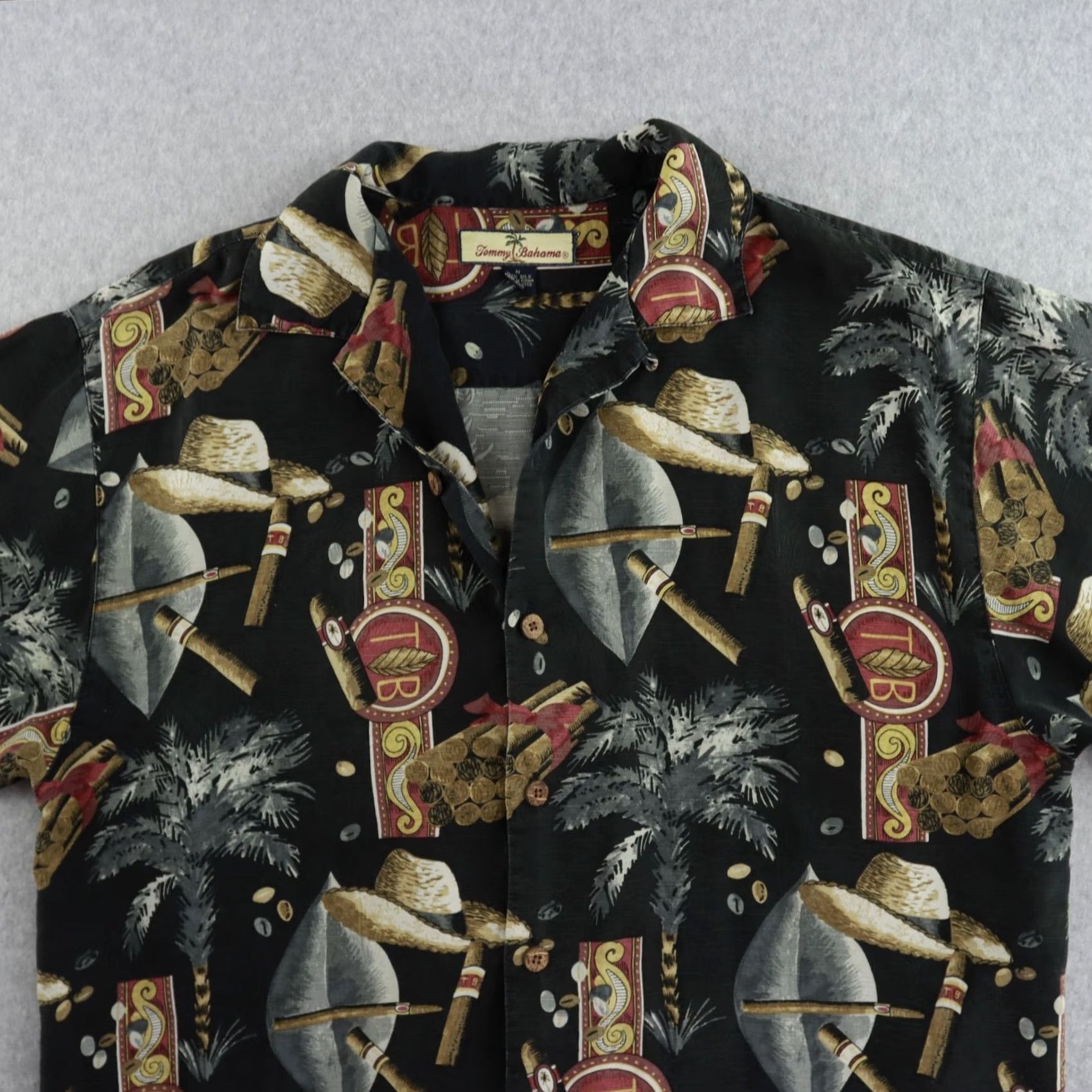Tommy Bahama Tommy Bahama Shirt Medium Black Silk Cigar Print Hawaiian Aloha Button-Up Short Sleeve Mens Size US M / EU 48-50 / 2 - 6 Thumbnail