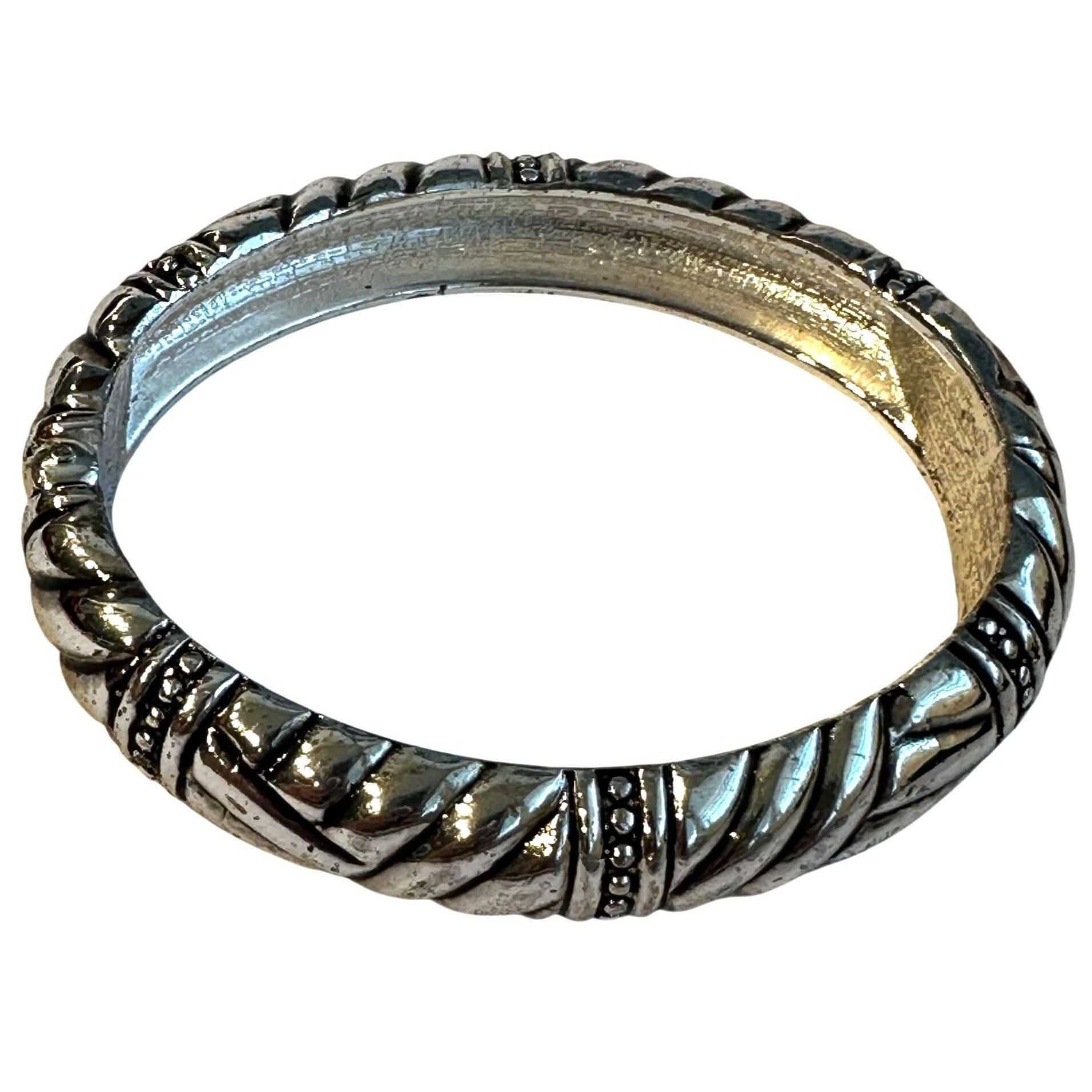 Vintage Vintage Silver-Tone Hinged Bangle Bracelet With Intricate Ro Size ONE SIZE - 2 Thumbnail