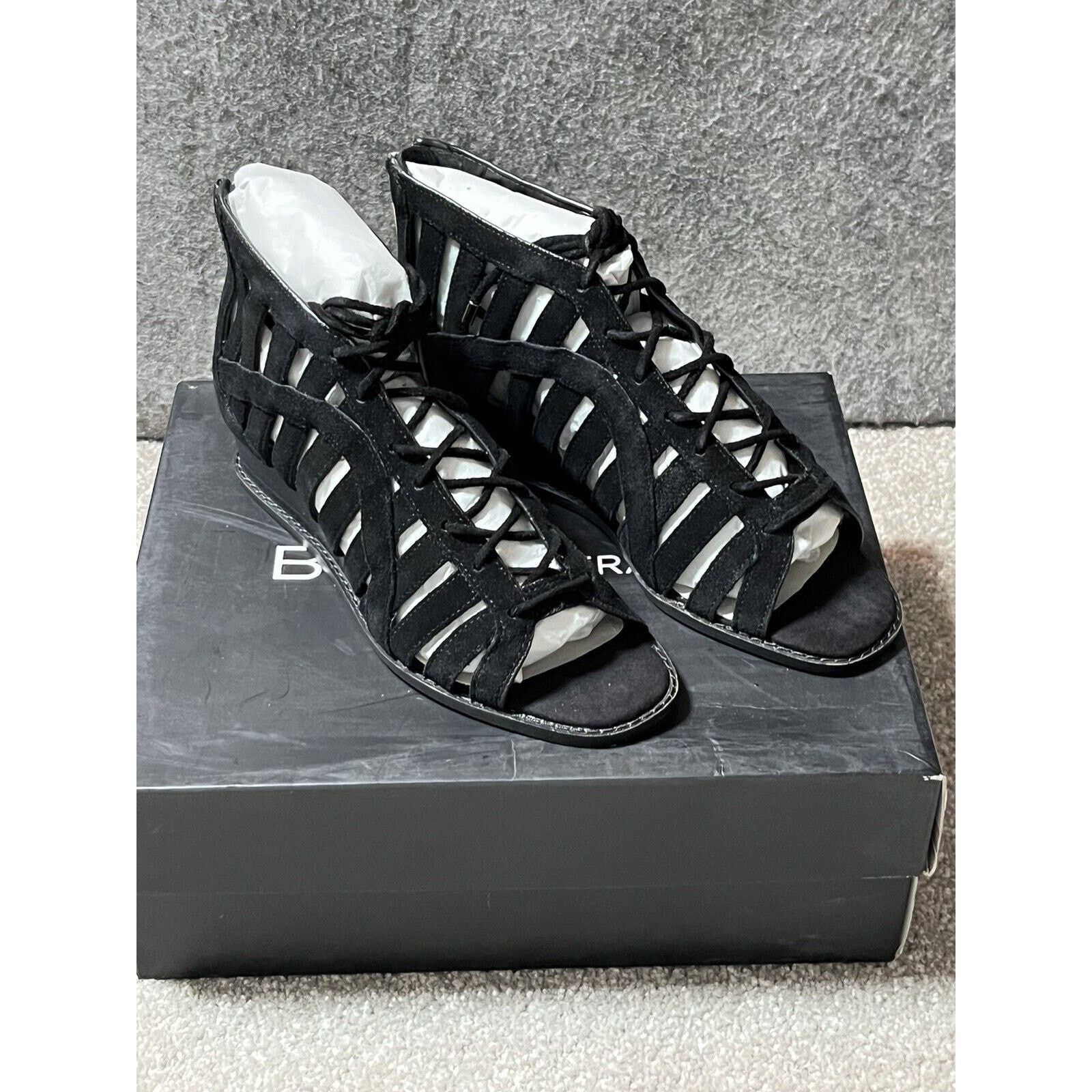 Other BCBGeneration Lace-Up Suede Wedge Sandal 5.5 Black BG-Madeya Size US 5.5 / IT 35.5 - 3 Thumbnail