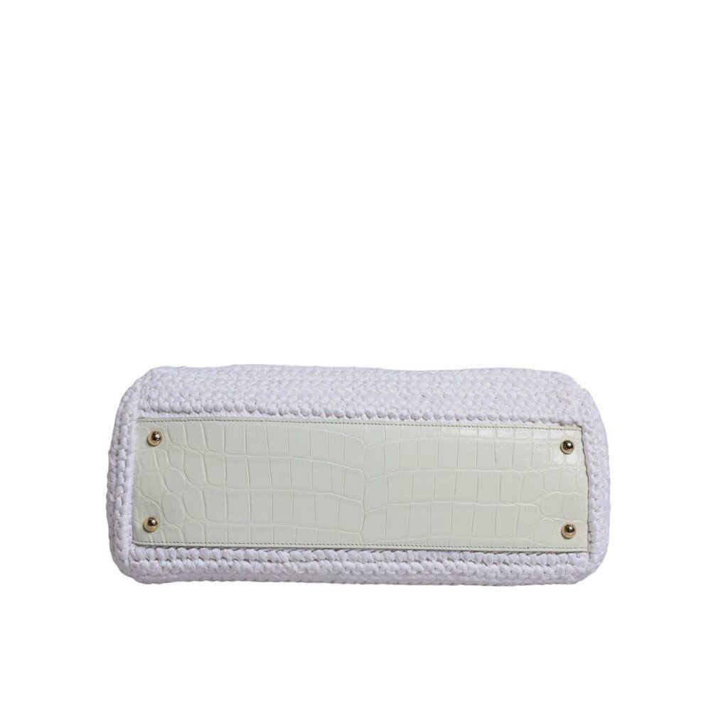 Dolce & Gabbana Dolce & Gabbana White Rafia Leather Top Handle Crossbody Bag Size ONE SIZE - 6 Thumbnail