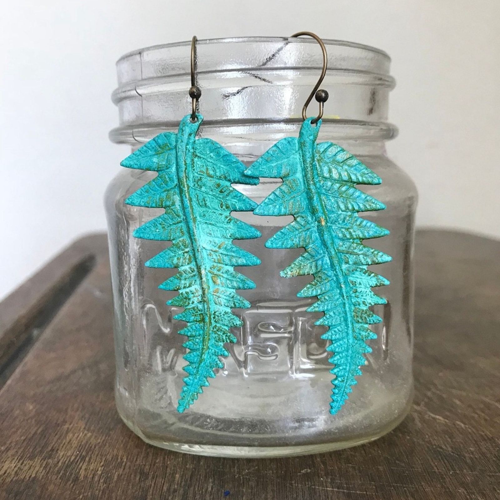 Handmade Green Leaf Earrings Size ONE SIZE - 3 Thumbnail