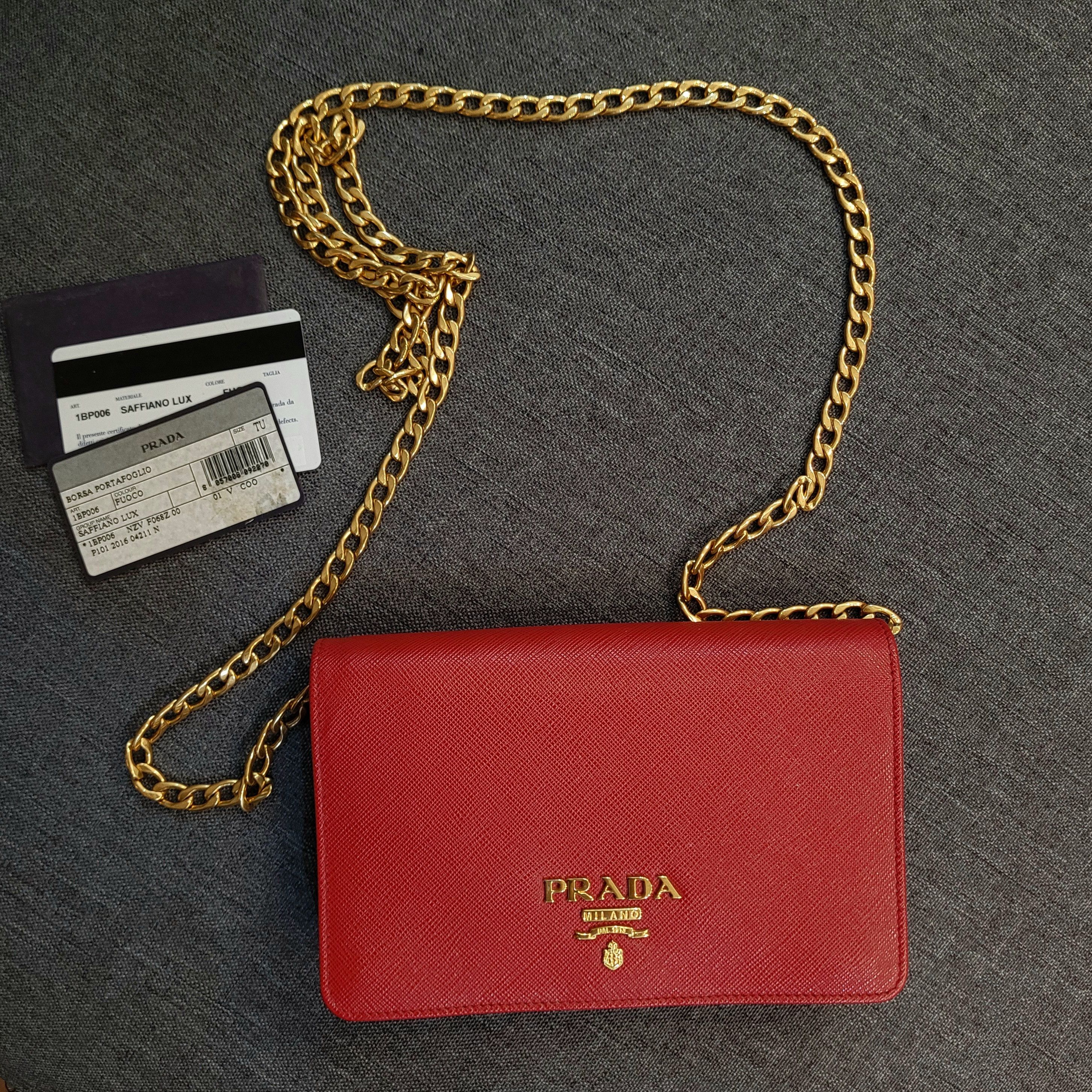 Prada Prada Crossbody Wallet on Chain Saffiano Lux Leather 1BP006 Size ONE SIZE - 2 Thumbnail