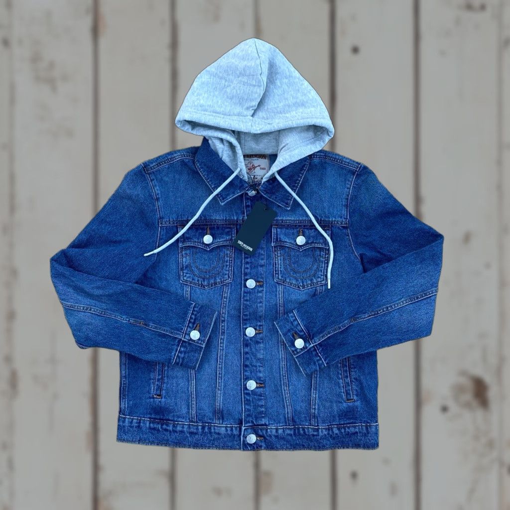 True Religion TRUE RELIGION Trucker Denim Jean Jacket Hoodie Blue Mens Size M NWT Size US M / EU 48-50 / 2 - 1 Thumbnail