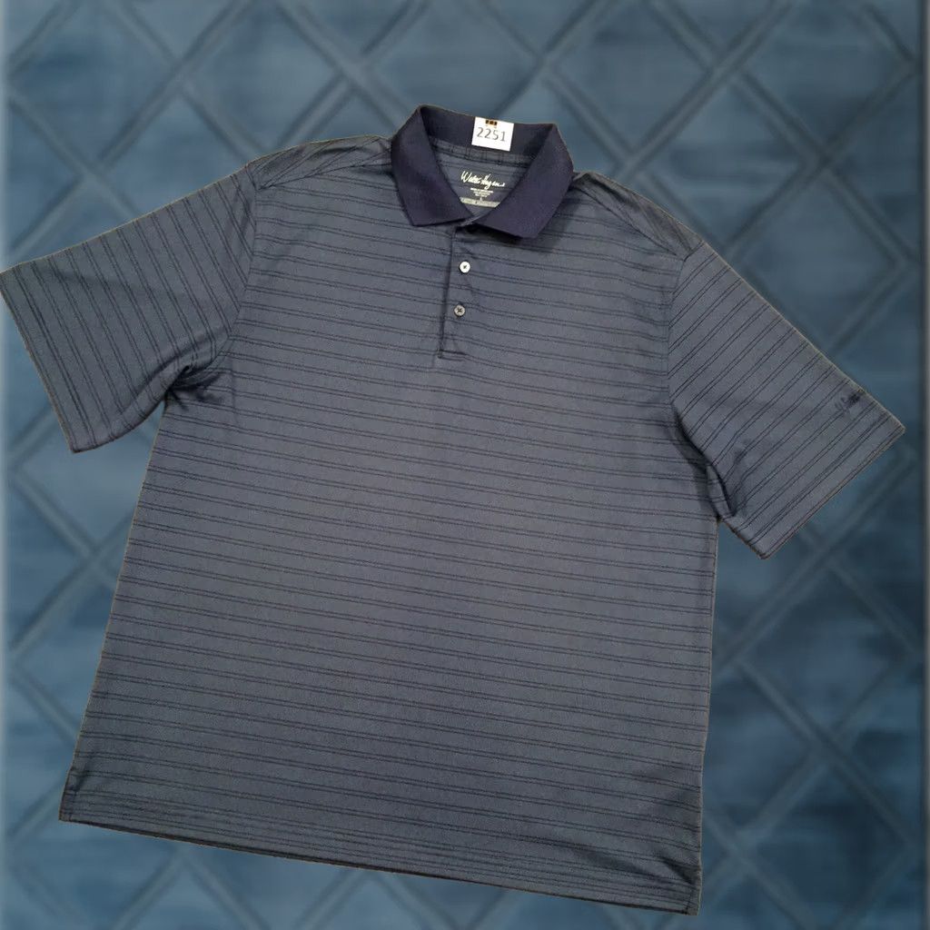Vintage Walter Hagen Polo Shirt Mens Large Blue Striped Short Sleeve Moisture Management Shirt Size US L / EU 52-54 / 3 - 1 Thumbnail