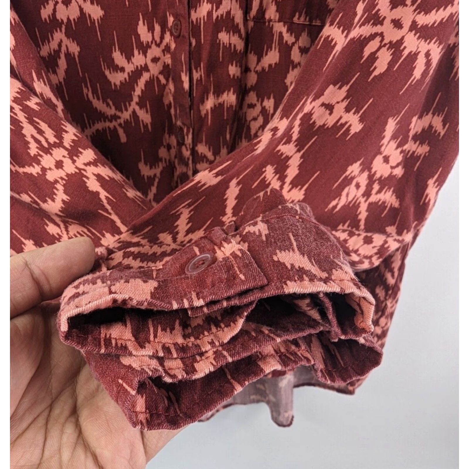 Vintage Knox Rose Shirt Womens 2XL Red Long Sleeve Button-Up Collared Lyocell Front Patch Pocket Casual Workwear Size XXL / US 16-18 / IT 52-54 - 3 Thumbnail