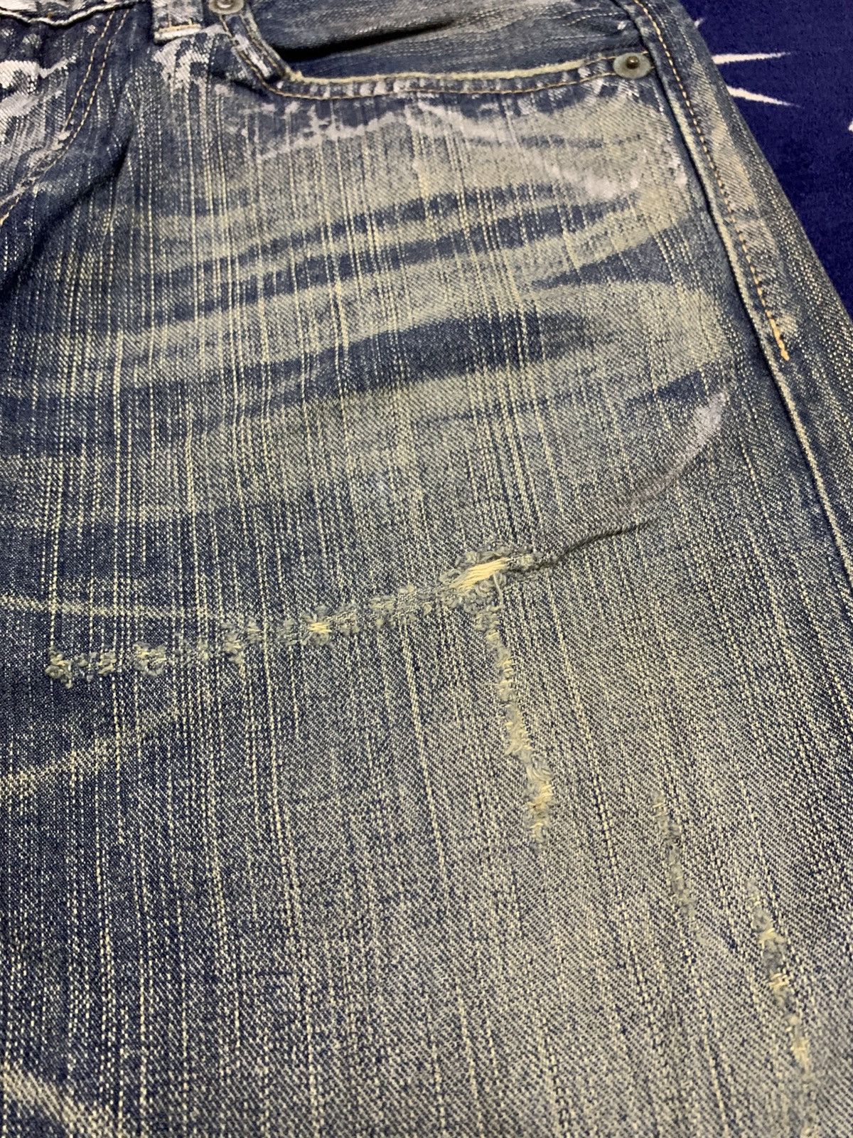 Edwin Vtg EDWIN Blue Trip 503 Distressed Painted Jeans Size US 32 / EU 48 - 7 Thumbnail