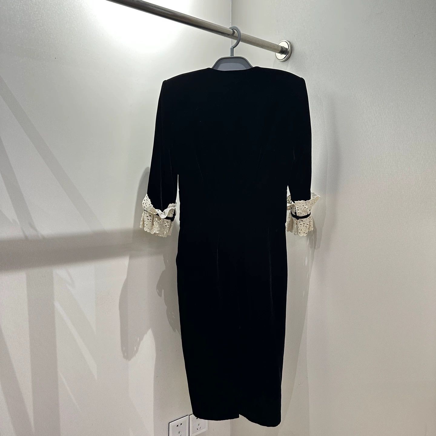 Saint Laurent Paris Saint Laurent Velvet Lace Trim Gold Button Dress F38 Size S / US 4 / IT 40 - 2 Thumbnail