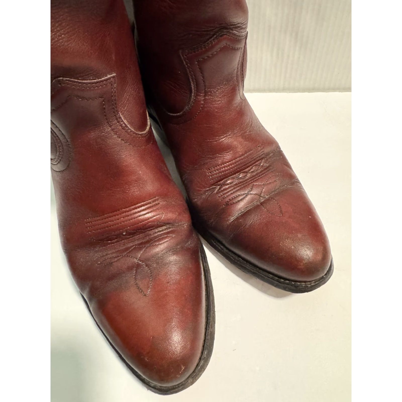 Frye VINTAGE Frye Boots Western Cowboy Leather Made in USA 9D Brown Oxblood Mens Size US 9 / EU 42 - 5 Thumbnail