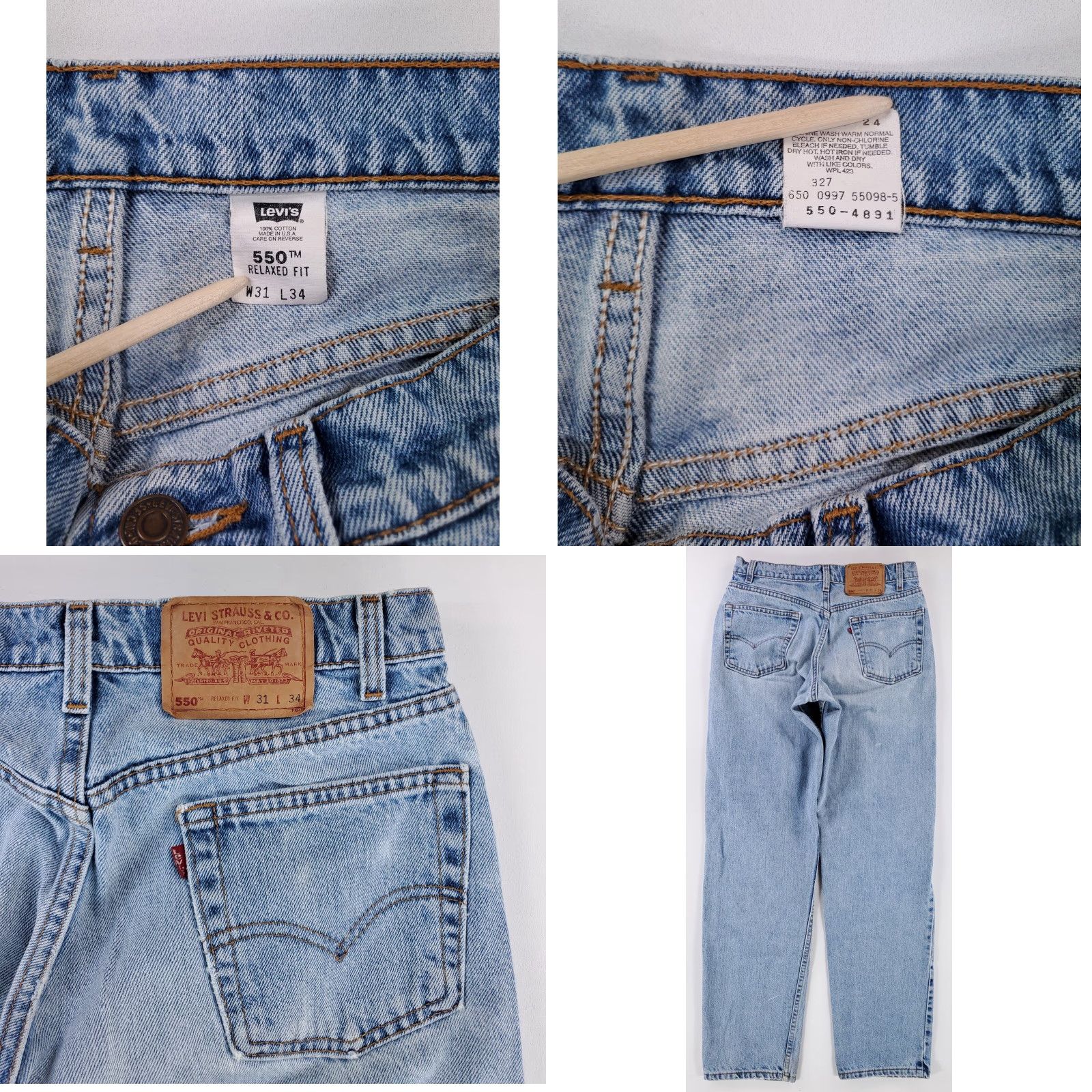 Levi's VINTAGE Levi's 550 VTG 90s Jeans Blue Zip Fly Mens 31 x 34 (31 x 33 Actual) Size US 31 - 8 Thumbnail