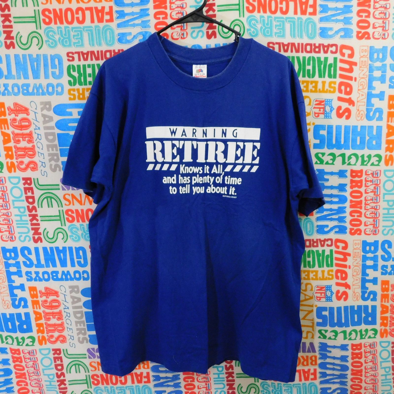 Fruit Of The Loom 90s Fruit Of The Loom Warning Retiree T Shirt Size XL Blue Size US XL / EU 56 / 4 - 1 Thumbnail