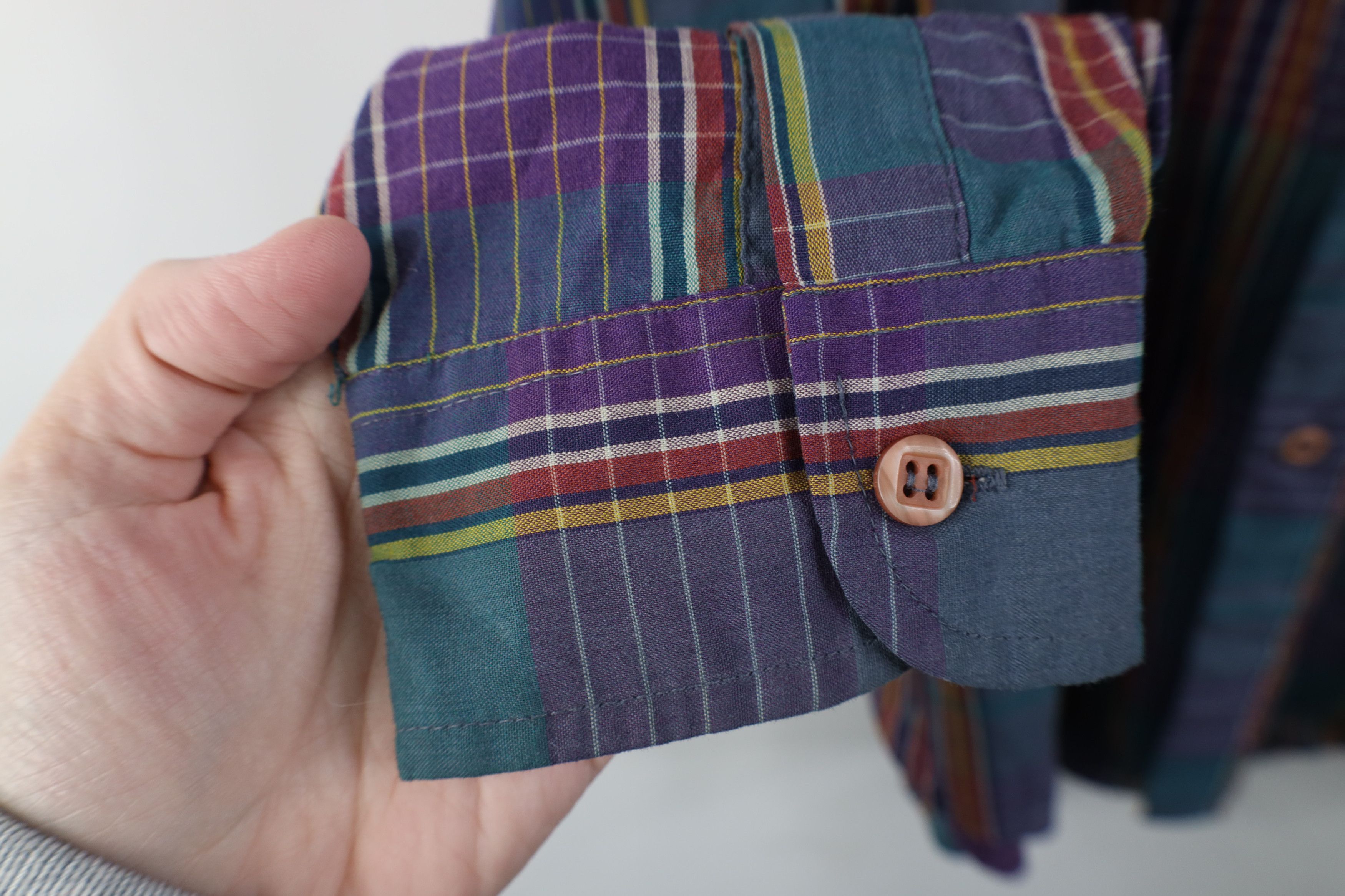Levi's Vintage 80s Levis Rainbow Madras Plaid Button Down Shirt Size US L / EU 52-54 / 3 - 7 Thumbnail