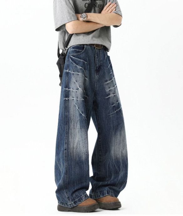 Japanese Brand Washed blue men's cool scimitar lightning jeans Size US 32 / EU 48 - 2 Thumbnail