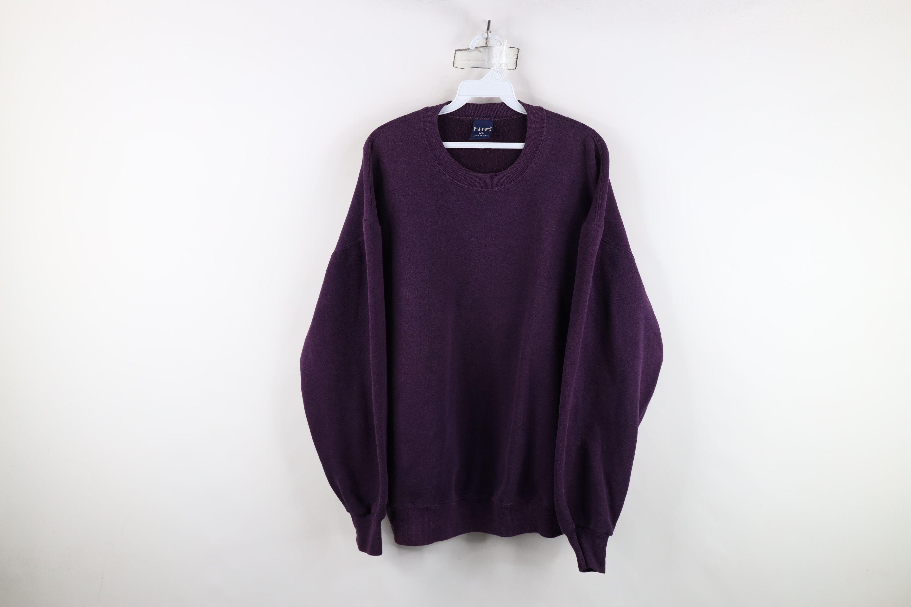 Vintage Vintage 90s Streetwear Blank Crewneck Sweatshirt Purple USA Size US XL / EU 56 / 4 - 1 Thumbnail