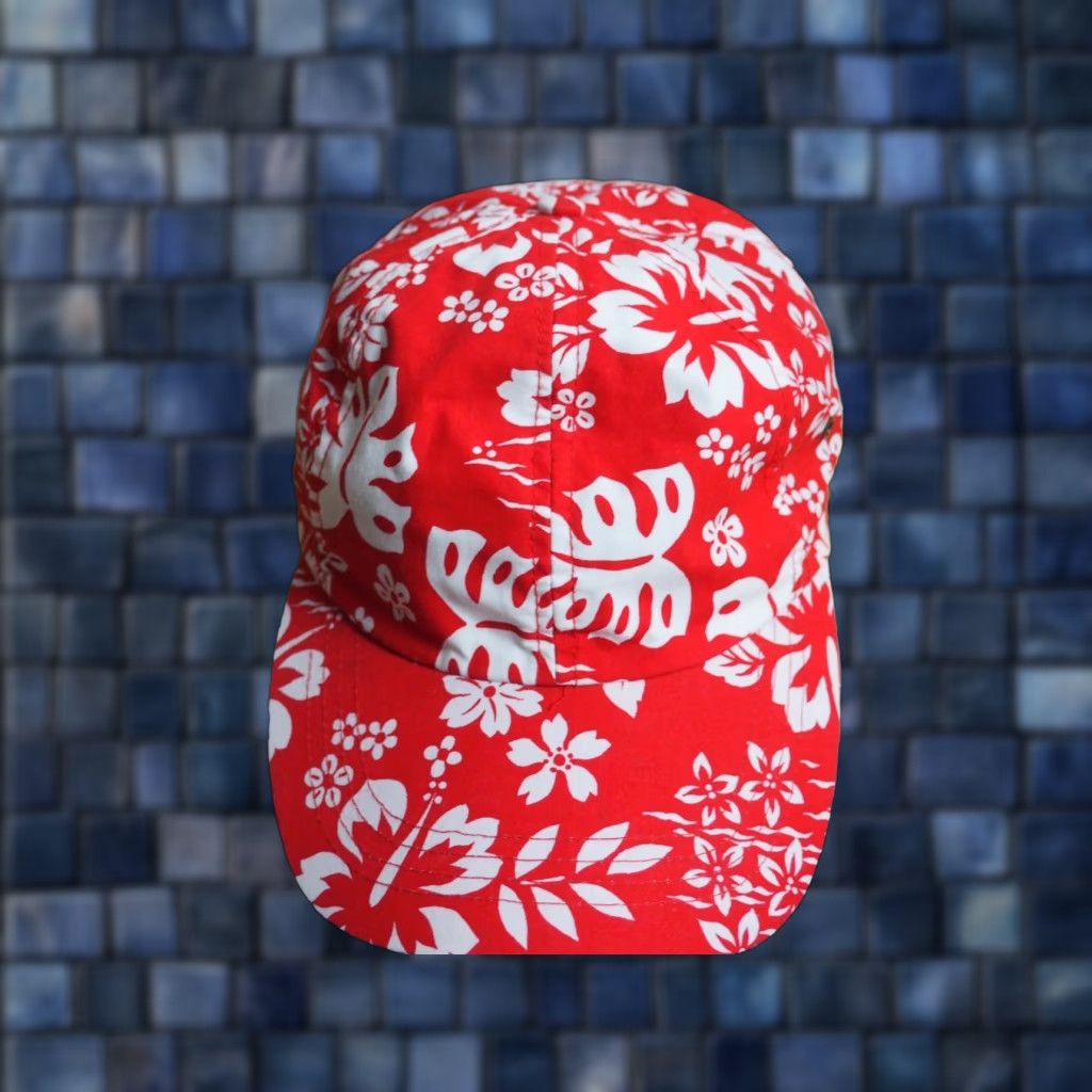 Etro VTG 80s 90s Red White Floral Hawaiian Retro Surf Beach Strapback Hat Cap OSFM Size ONE SIZE - 1 Thumbnail