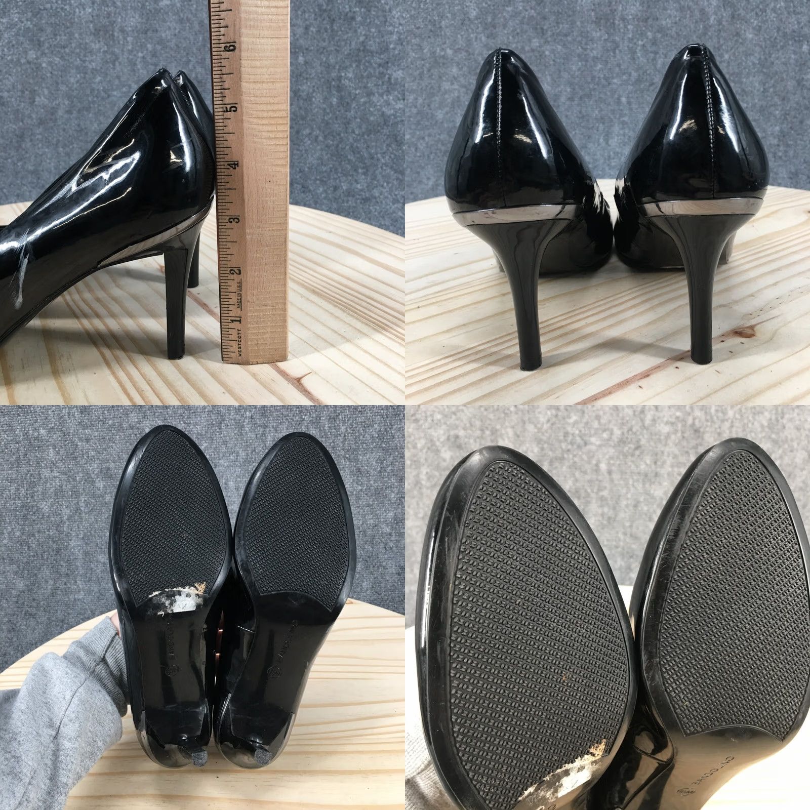 Vintage Bandolino Heels Womens 8.5 M Dress Pump Stiletto Black Patent Leather Closed Toe Size M / US 6-8 / IT 42-44 - 8 Thumbnail