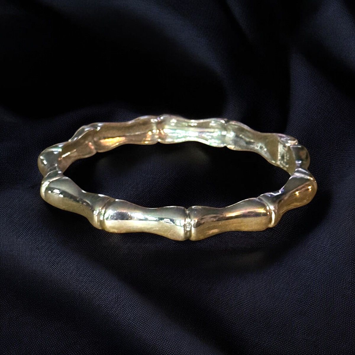 Vintage Vintage silver tone hinged bamboo bangle bracelet Size ONE SIZE - 1 Thumbnail
