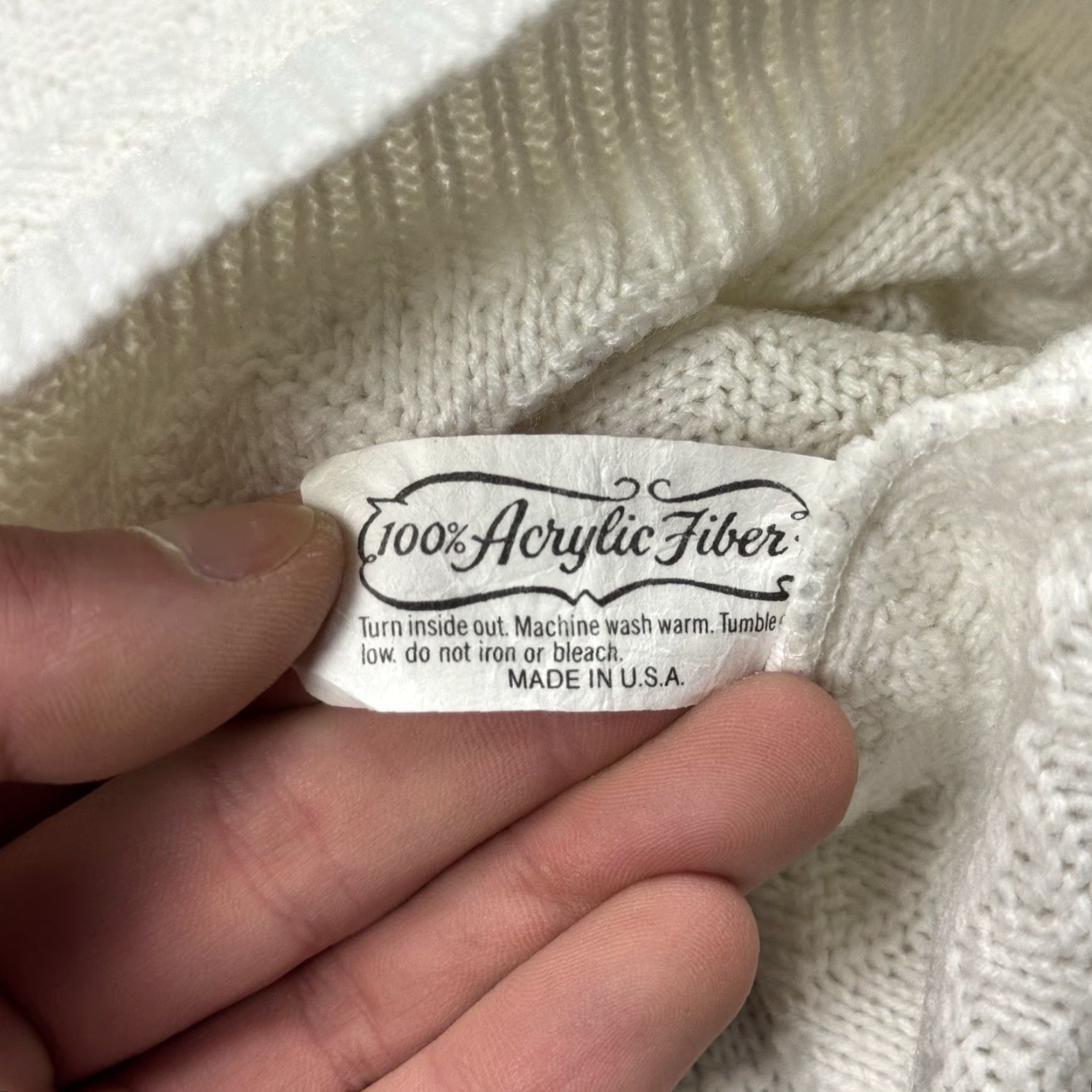 Vintage VINTAGE 80s Pure White Textured Knit Pullover Sweater Acrylic XL Mens Size XL / US 12-14 / IT 48-50 - 4 Thumbnail