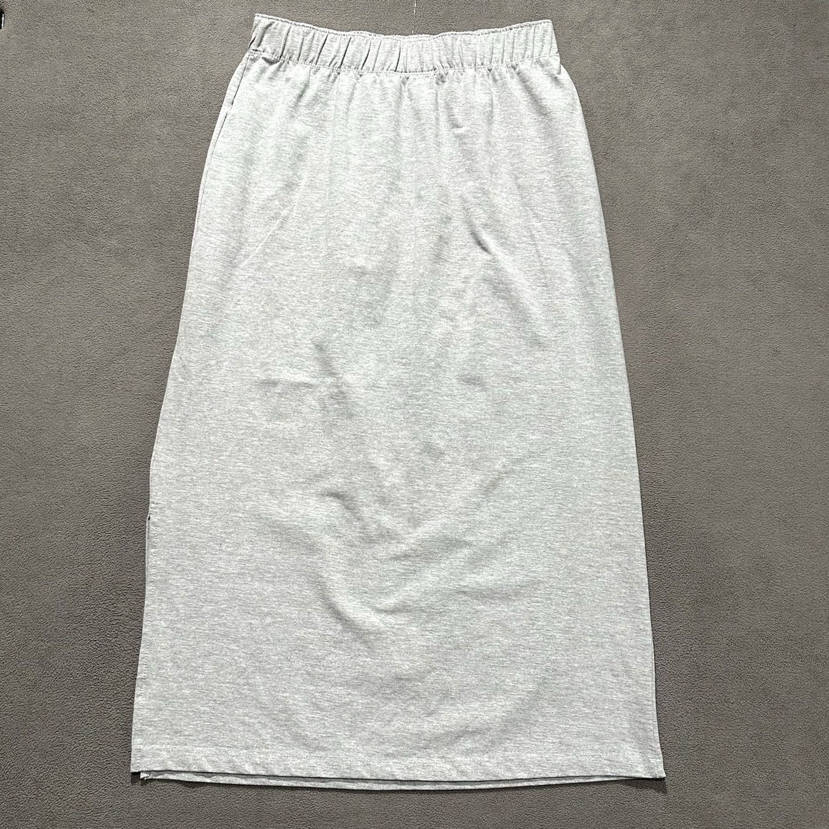 Vintage Ellos Maxi Skirt Womens Medium 14/16 Heathered Gray Side-Slit Stretch EUC Skirt Womens Size 32" / US 10 / IT 46 - 2 Thumbnail