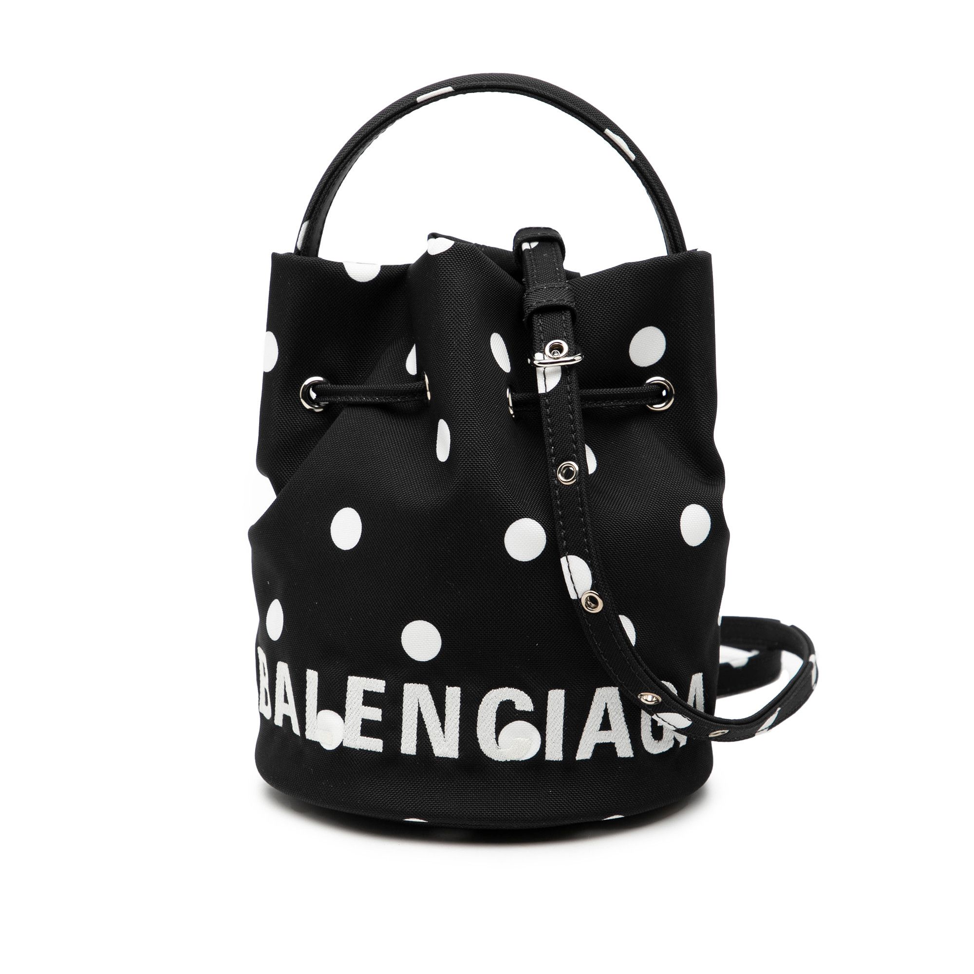 Balenciaga Nylon Dots Wheel XS Bucket Bag